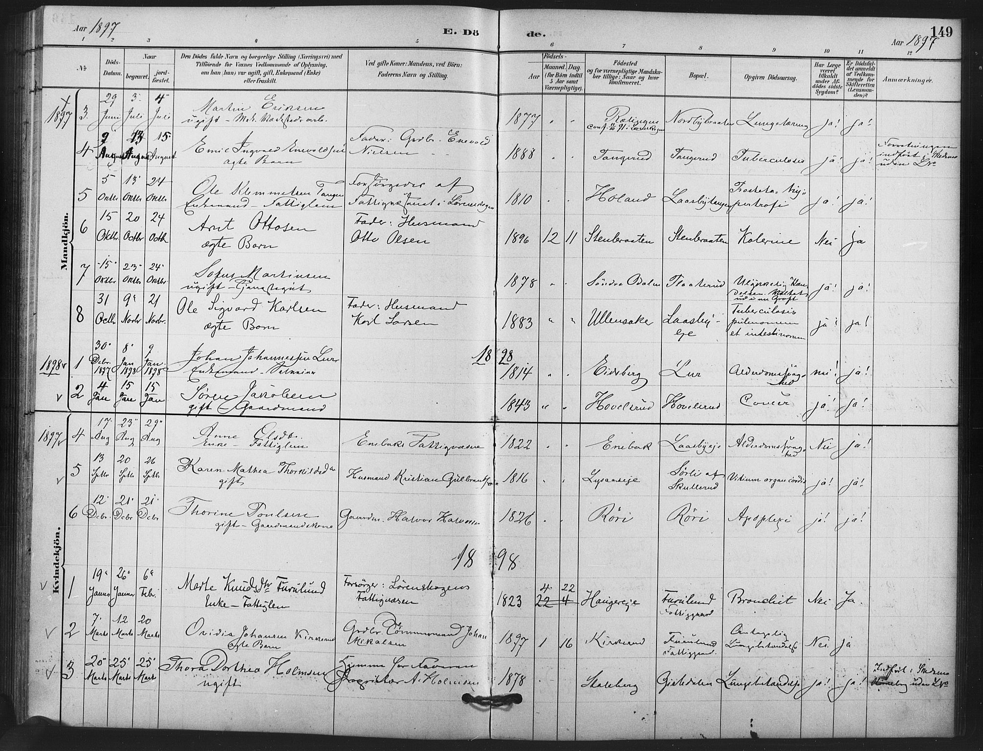 Skedsmo prestekontor Kirkebøker, AV/SAO-A-10033a/F/Fb/L0001: Parish register (official) no. II 1, 1883-1901, p. 149