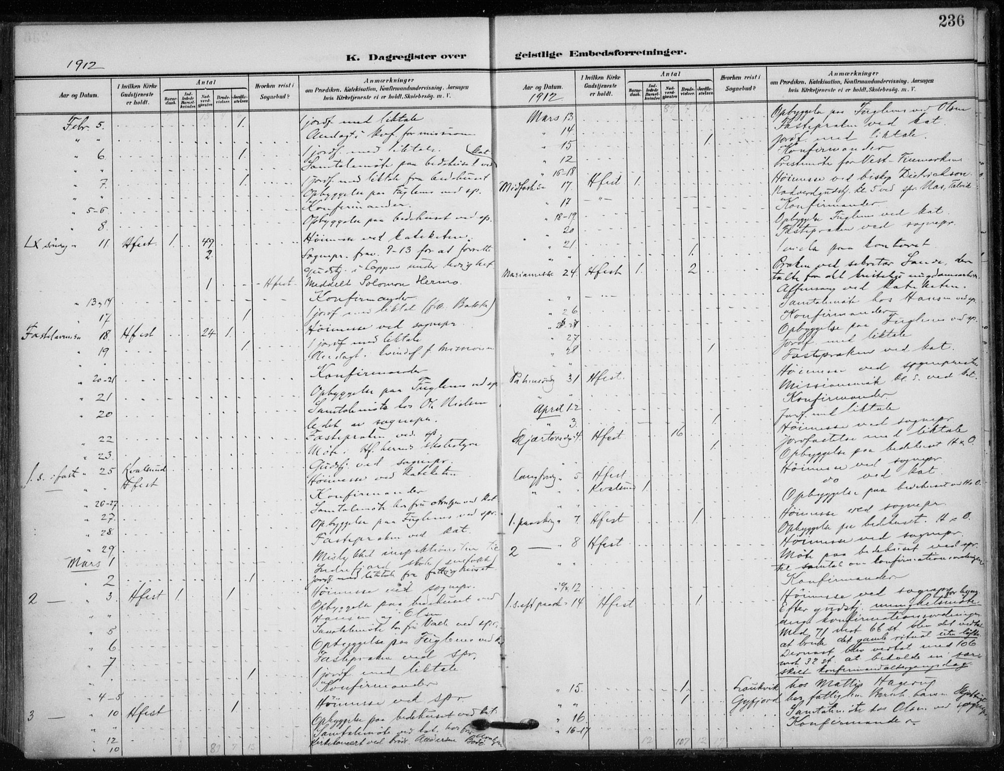 Hammerfest sokneprestkontor, SATØ/S-1347/H/Ha/L0014.kirke: Parish register (official) no. 14, 1906-1916, p. 236