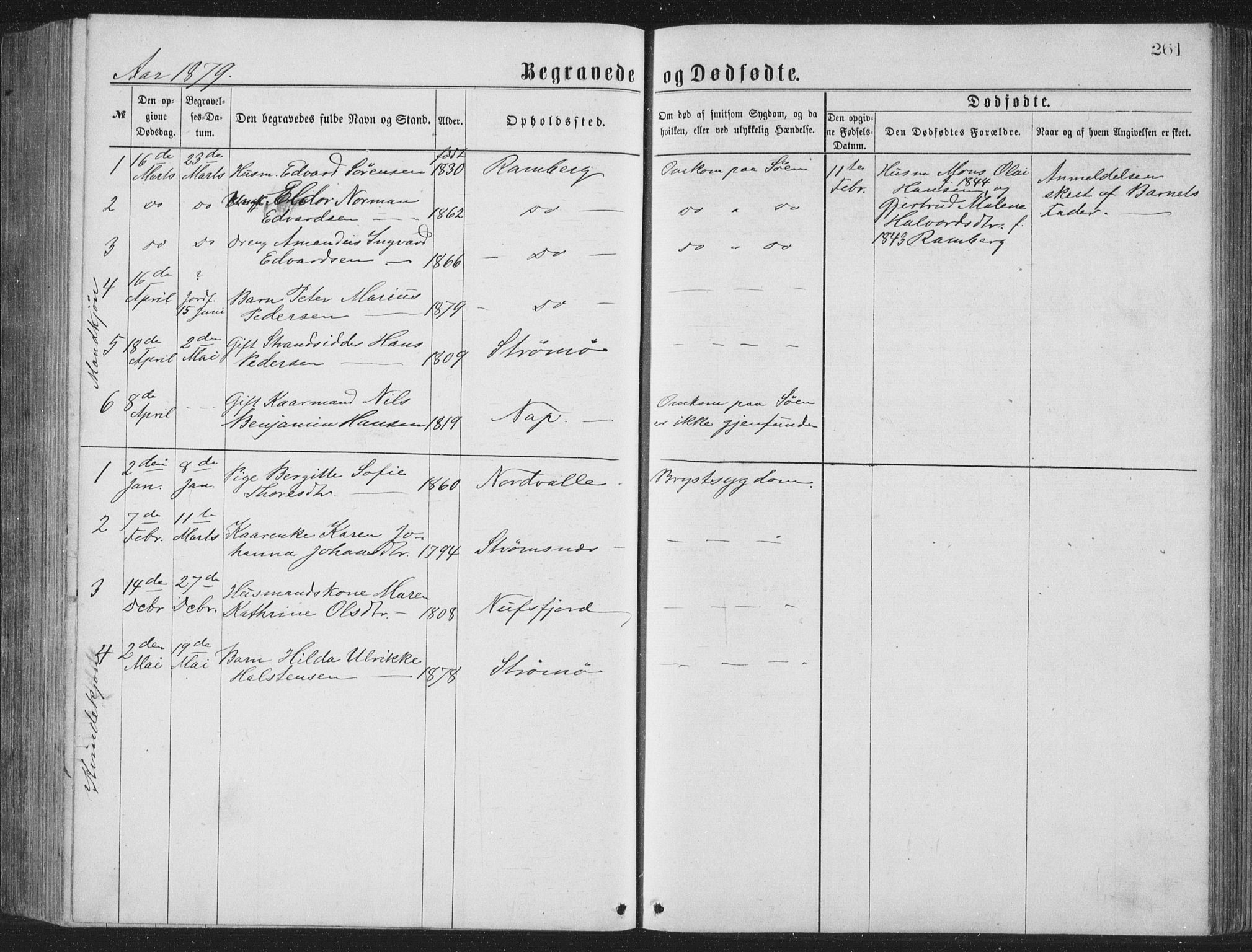 Ministerialprotokoller, klokkerbøker og fødselsregistre - Nordland, AV/SAT-A-1459/885/L1213: Parish register (copy) no. 885C02, 1874-1892, p. 261