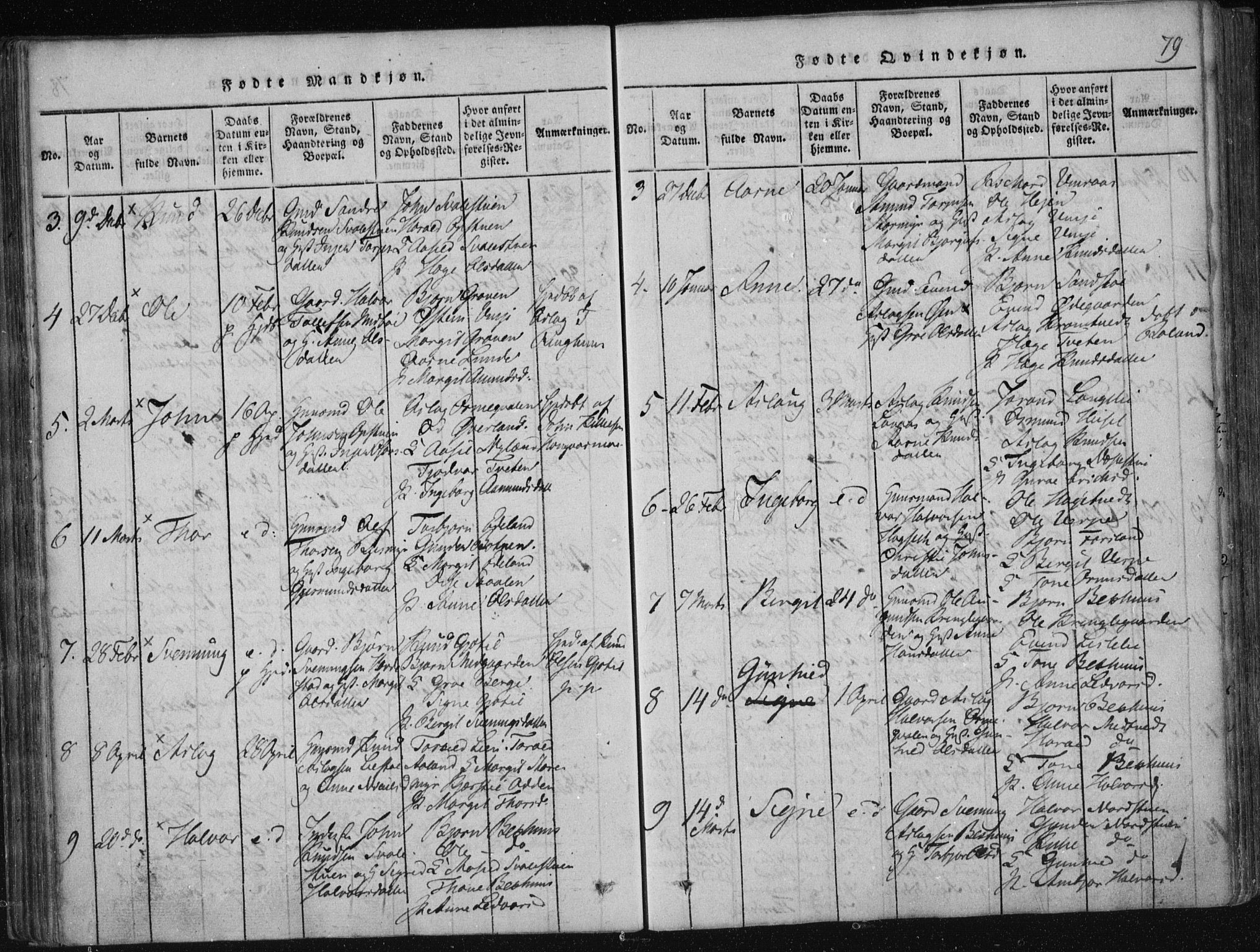 Vinje kirkebøker, SAKO/A-312/F/Fa/L0003: Parish register (official) no. I 3, 1814-1843, p. 79