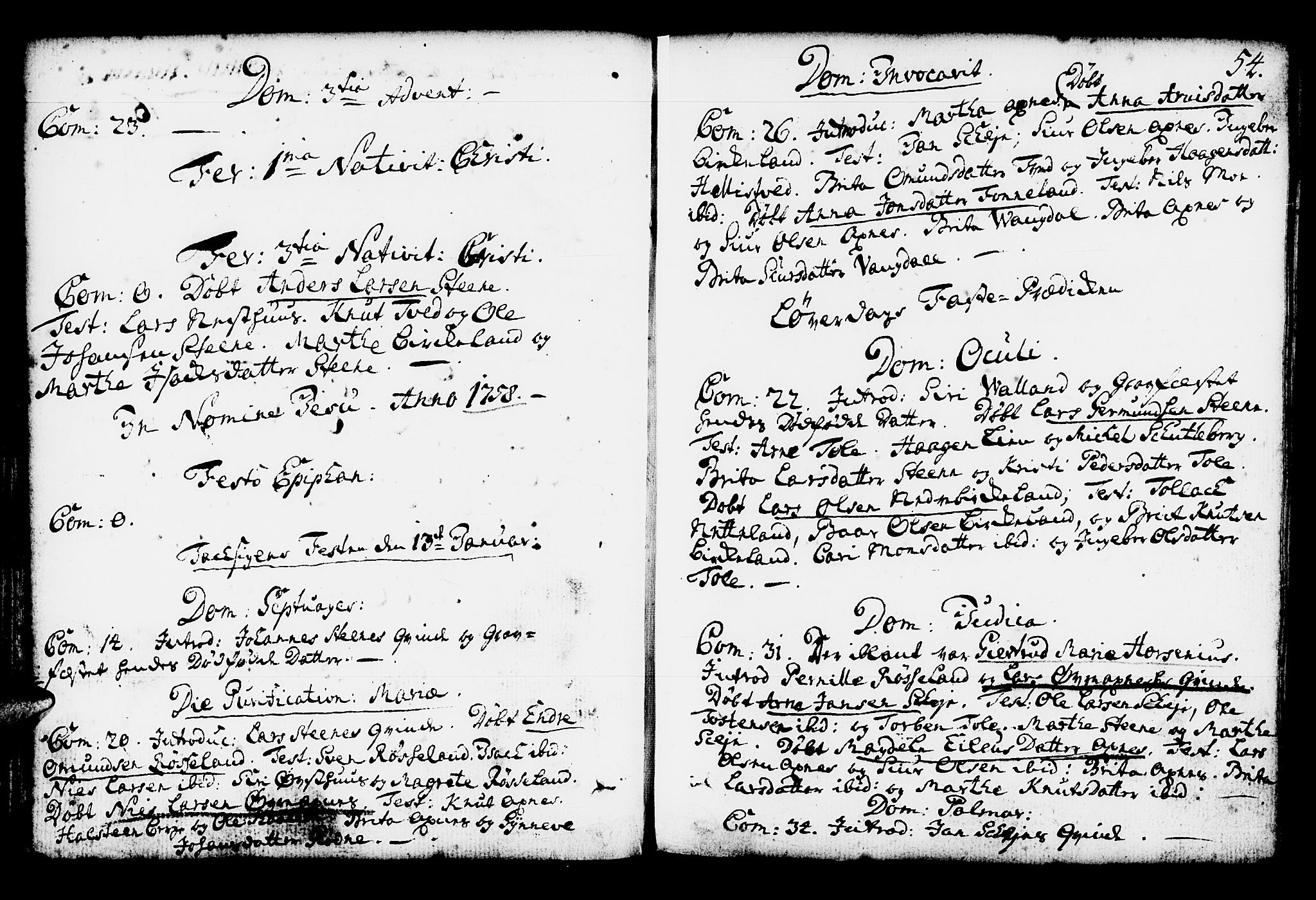 Kvam sokneprestembete, SAB/A-76201/H/Haa: Parish register (official) no. A 4, 1743-1795, p. 54