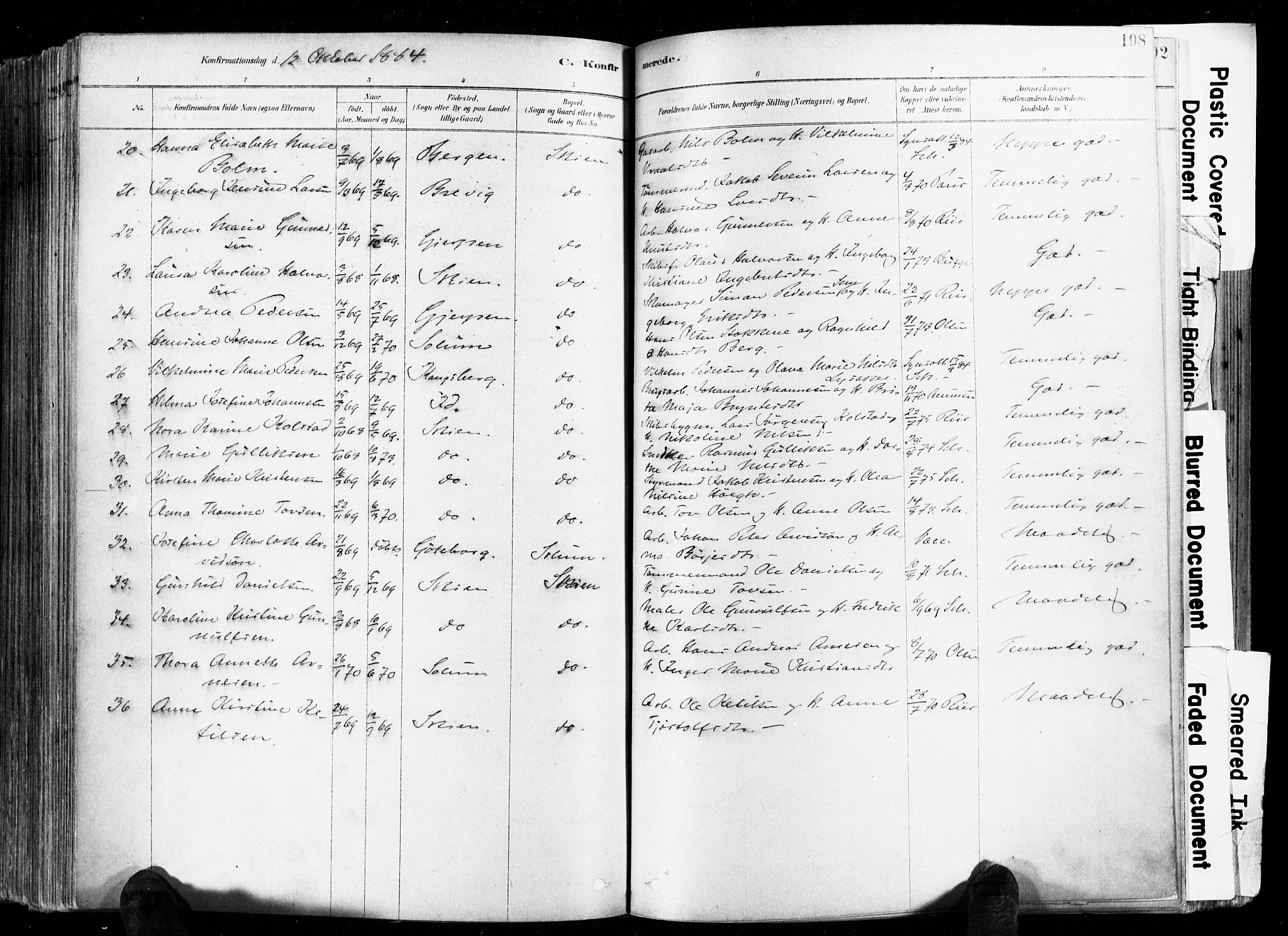 Skien kirkebøker, SAKO/A-302/F/Fa/L0009: Parish register (official) no. 9, 1878-1890, p. 198