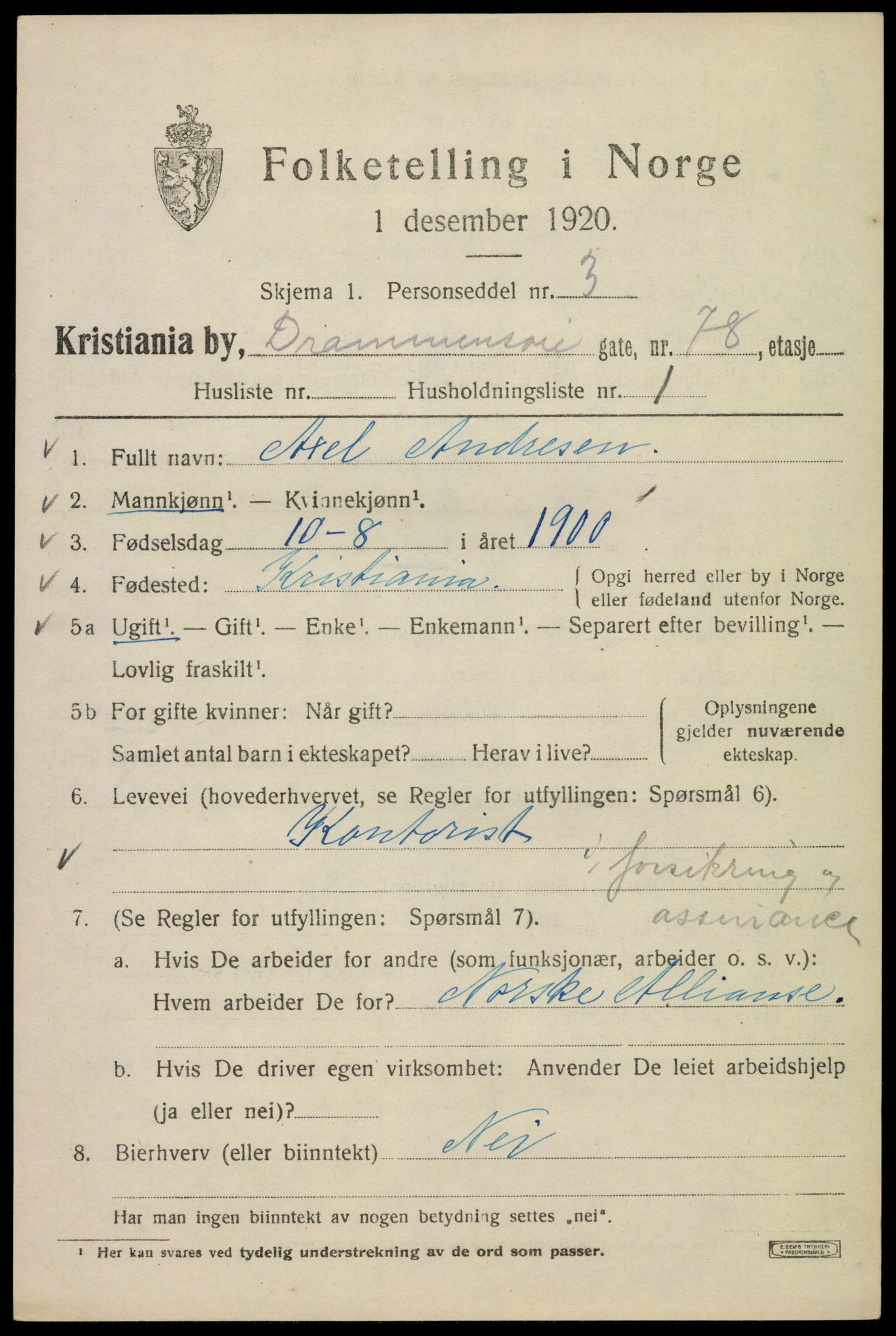 SAO, 1920 census for Kristiania, 1920, p. 202481