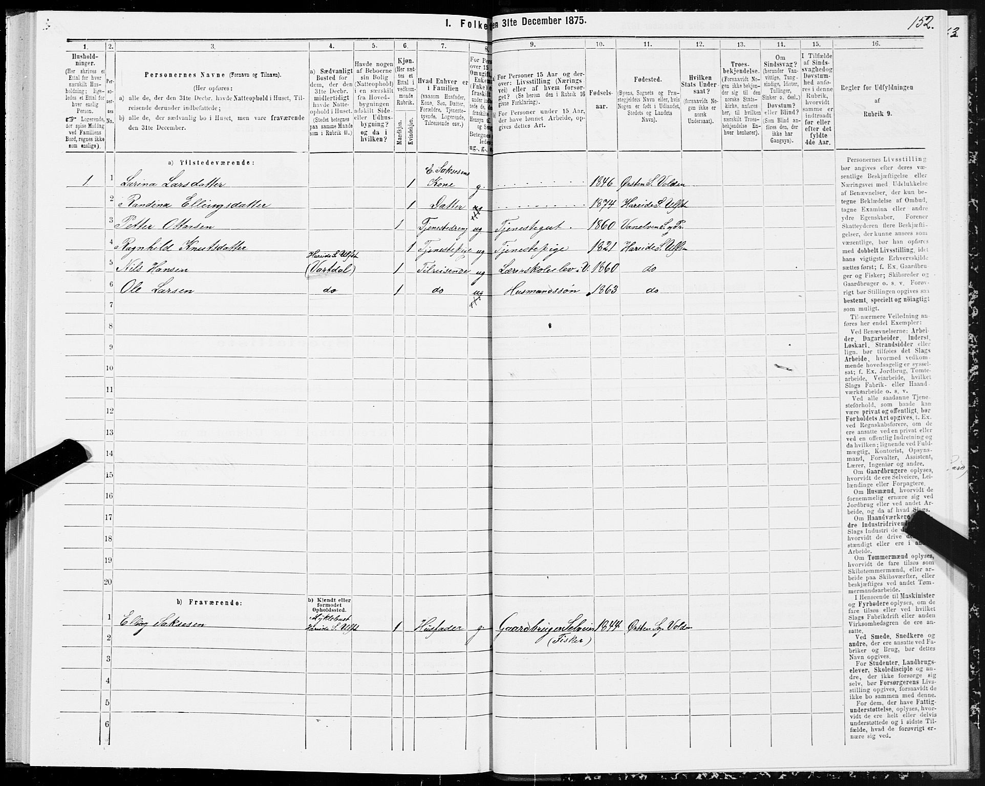 SAT, 1875 census for 1516P Ulstein, 1875, p. 3152