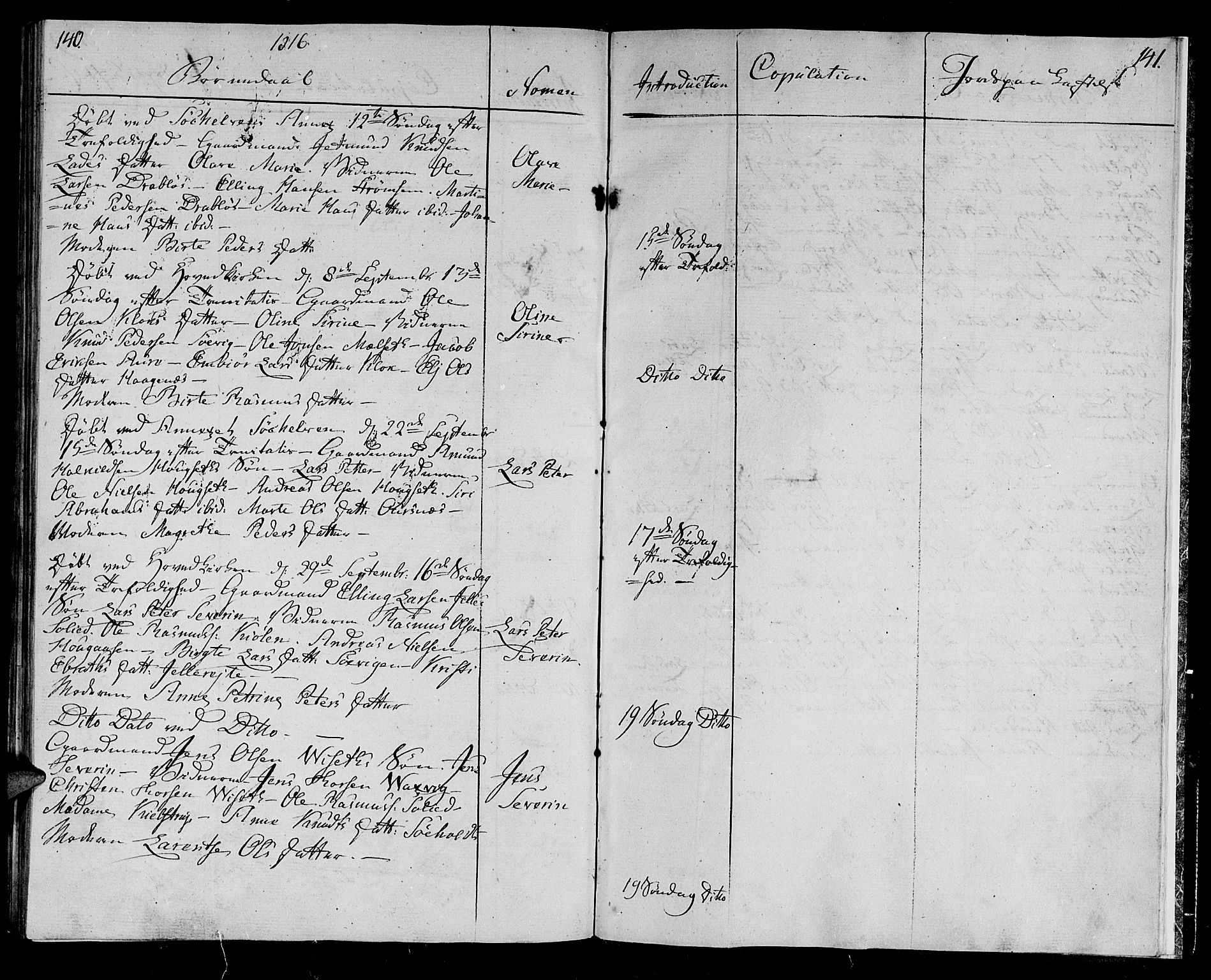 Ministerialprotokoller, klokkerbøker og fødselsregistre - Møre og Romsdal, AV/SAT-A-1454/522/L0309: Parish register (official) no. 522A04, 1810-1816, p. 140-141