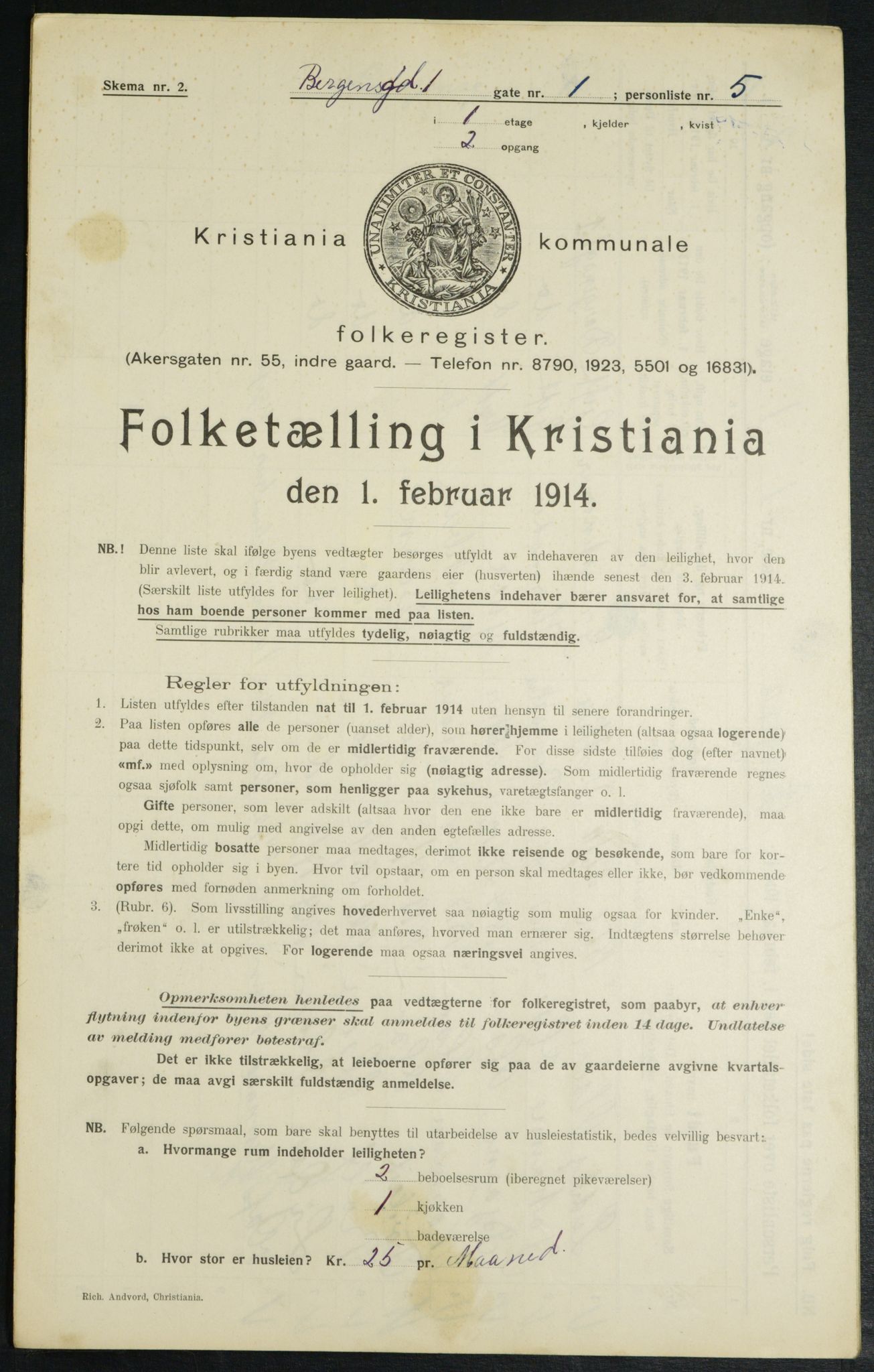 OBA, Municipal Census 1914 for Kristiania, 1914, p. 3699