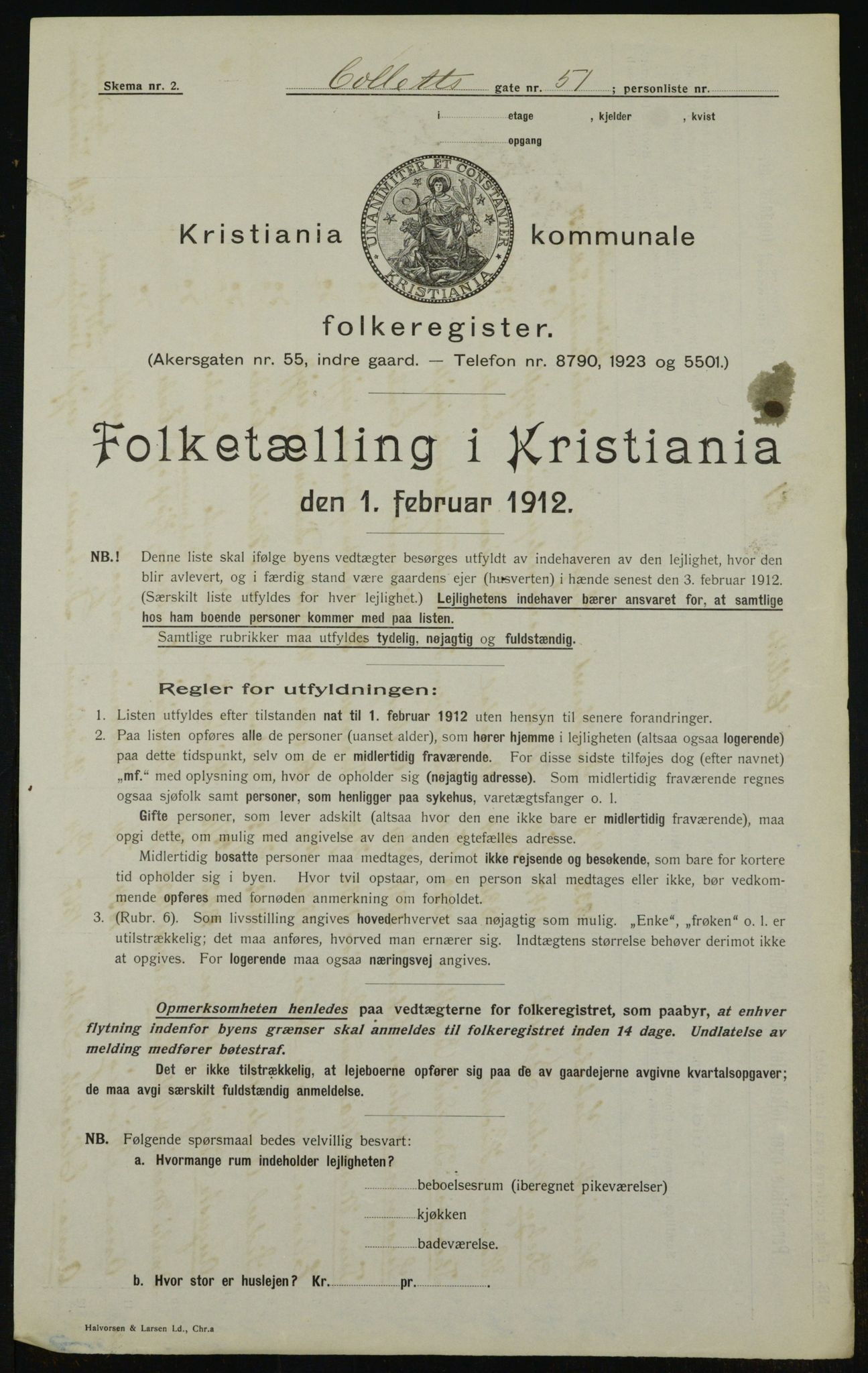 OBA, Municipal Census 1912 for Kristiania, 1912, p. 13165