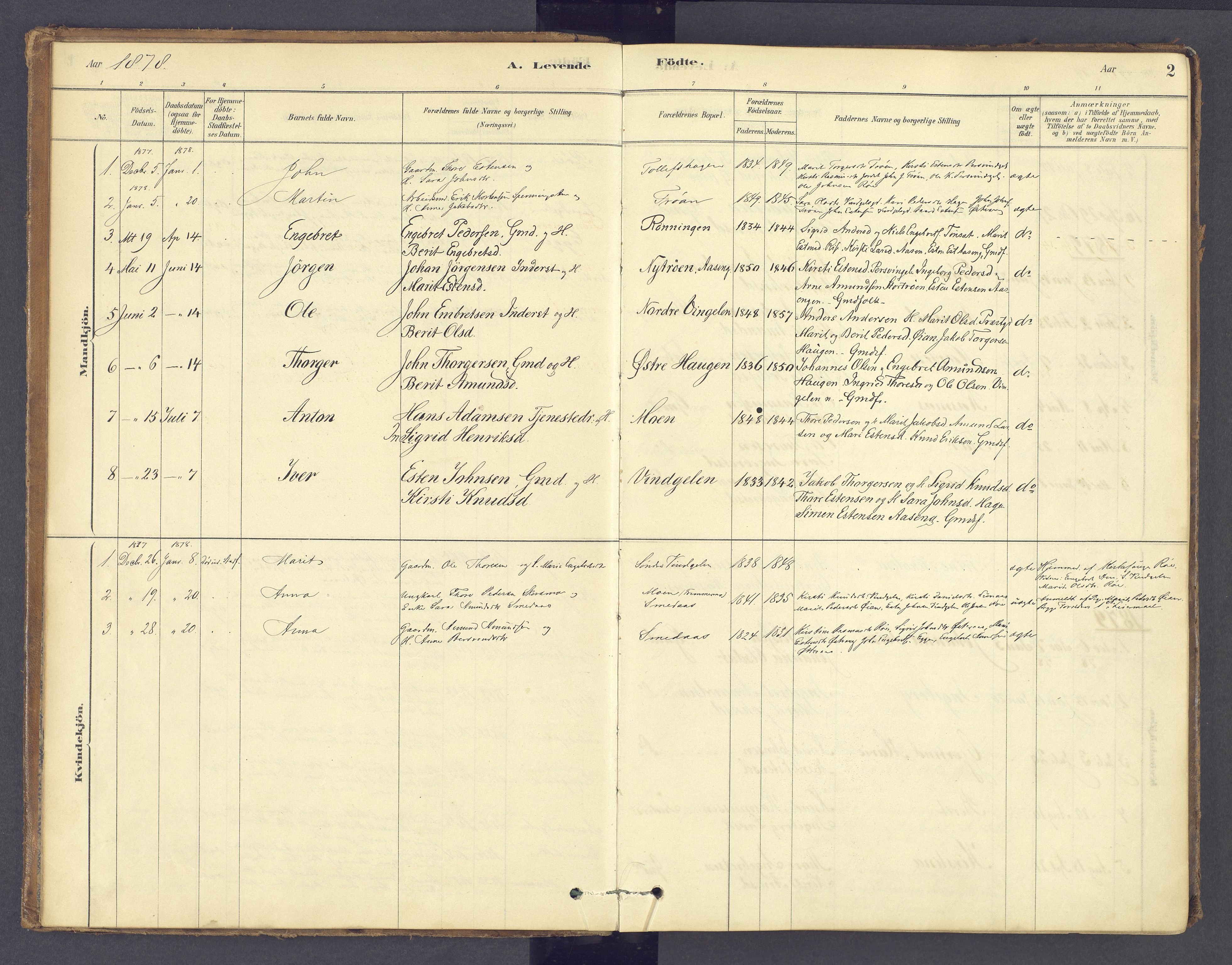 Tolga prestekontor, SAH/PREST-062/K/L0012: Parish register (official) no. 12, 1877-1925, p. 2