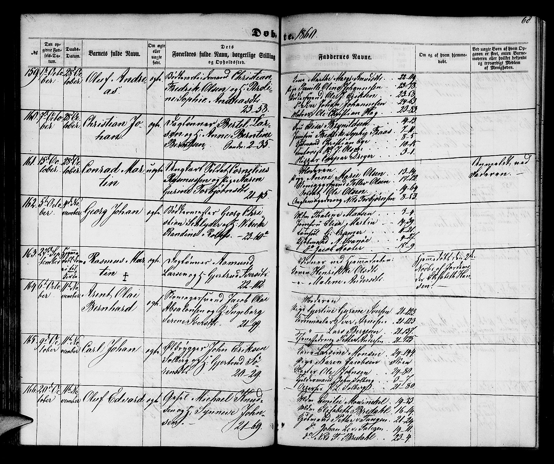 Korskirken sokneprestembete, AV/SAB-A-76101/H/Hab: Parish register (copy) no. B 4, 1858-1863, p. 68