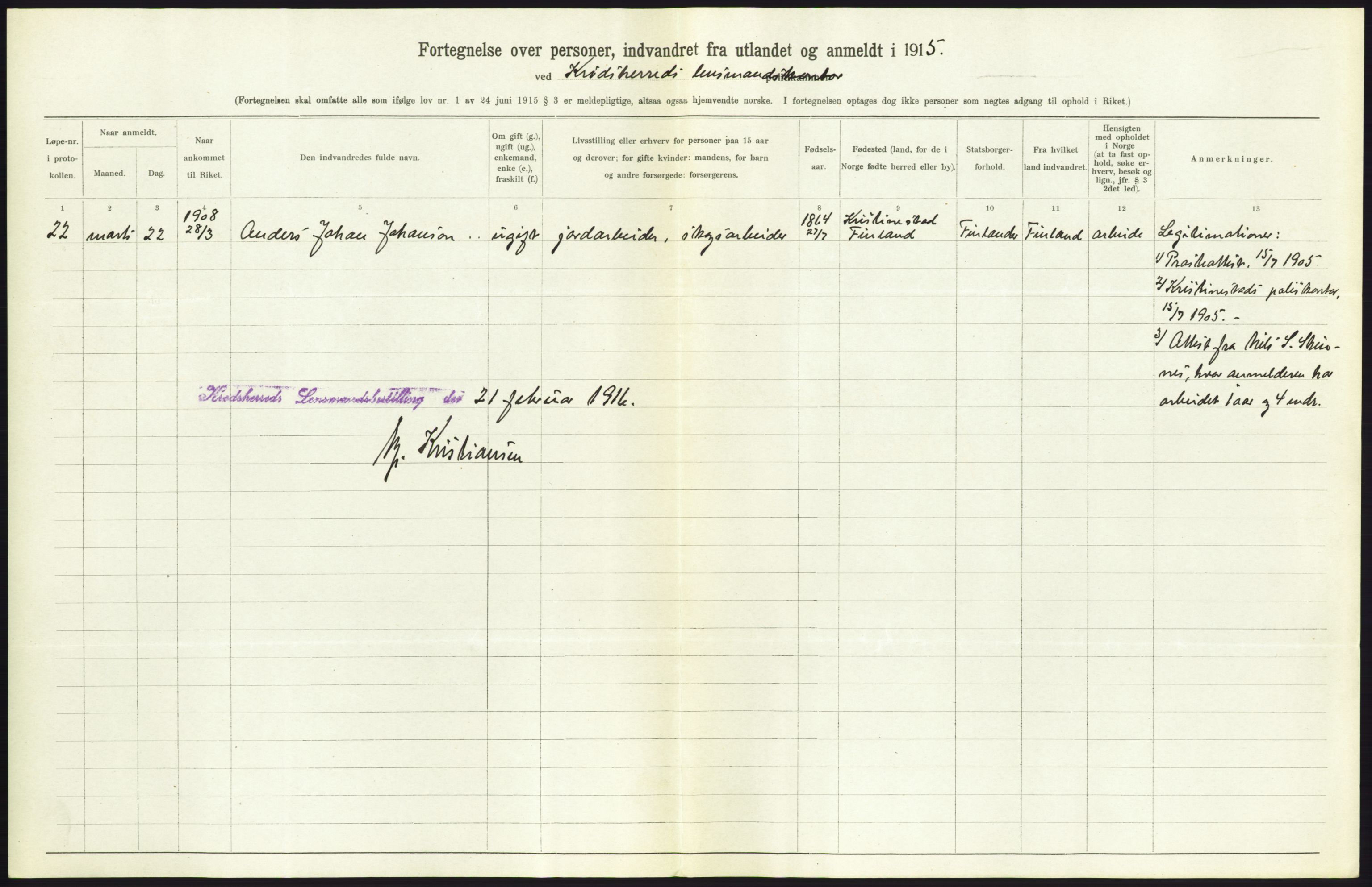 Statistisk sentralbyrå, Sosioøkonomiske emner, Folketellinger, boliger og boforhold, AV/RA-S-2231/F/Fa/L0001: Innvandring. Navn/fylkesvis, 1915, p. 290