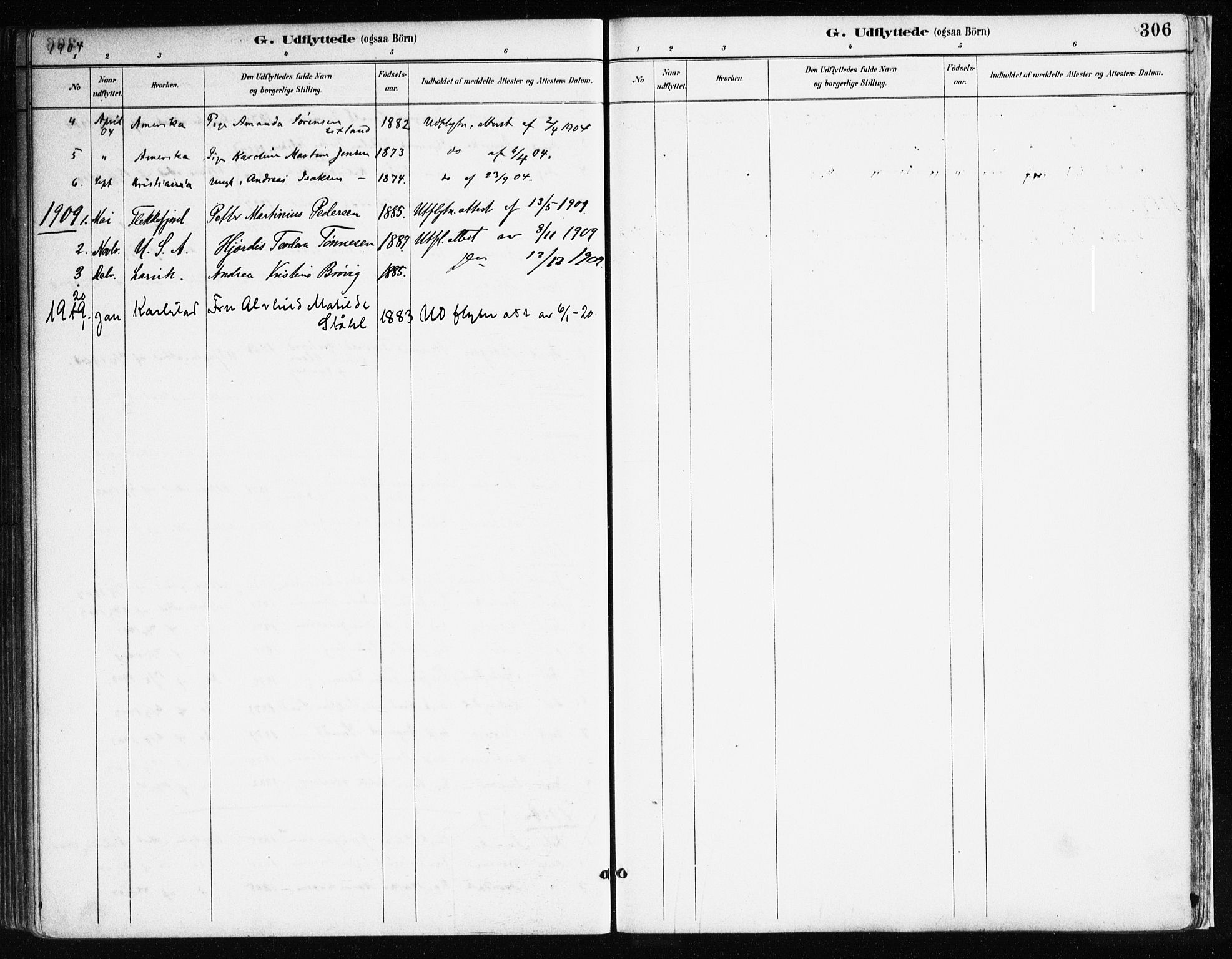 Farsund sokneprestkontor, AV/SAK-1111-0009/F/Fa/L0006: Parish register (official) no. A 6, 1887-1920, p. 306