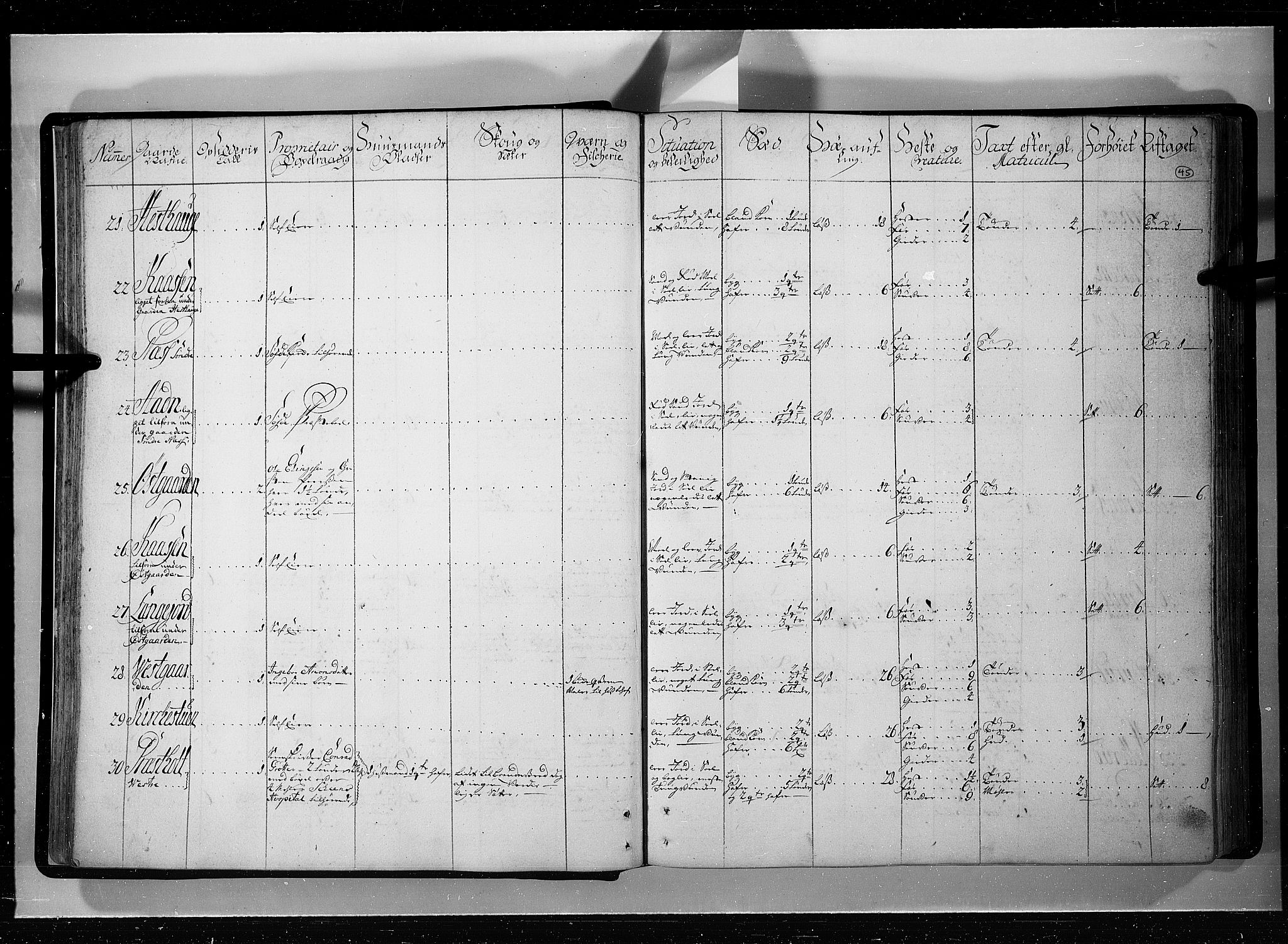 Rentekammeret inntil 1814, Realistisk ordnet avdeling, AV/RA-EA-4070/N/Nb/Nbf/L0121: Øvre og Nedre Telemark eksaminasjonsprotokoll, 1723, p. 44b-45a