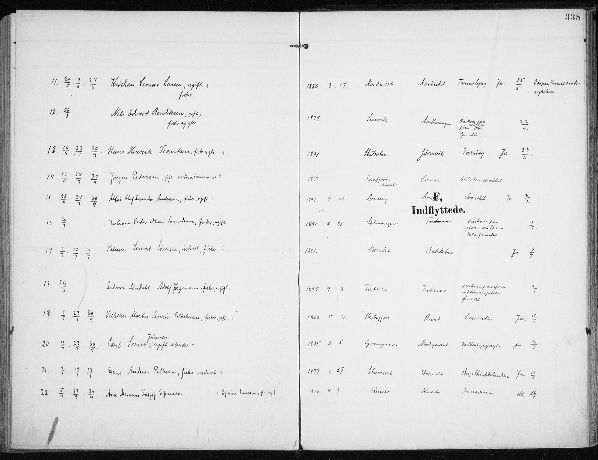 Karlsøy sokneprestembete, SATØ/S-1299/H/Ha/Haa/L0014kirke: Parish register (official) no. 14, 1903-1917, p. 338