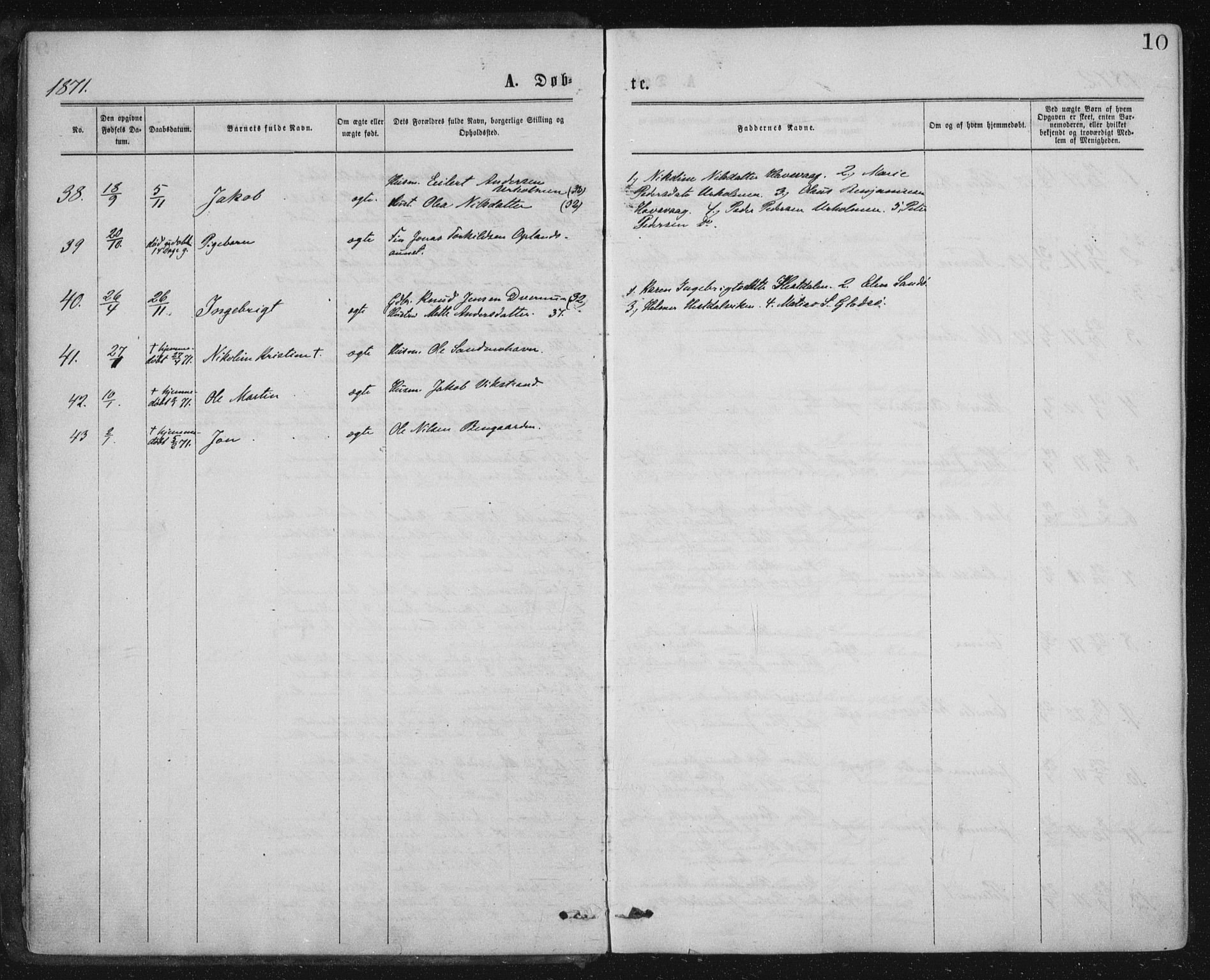Ministerialprotokoller, klokkerbøker og fødselsregistre - Nord-Trøndelag, SAT/A-1458/771/L0596: Parish register (official) no. 771A03, 1870-1884, p. 10