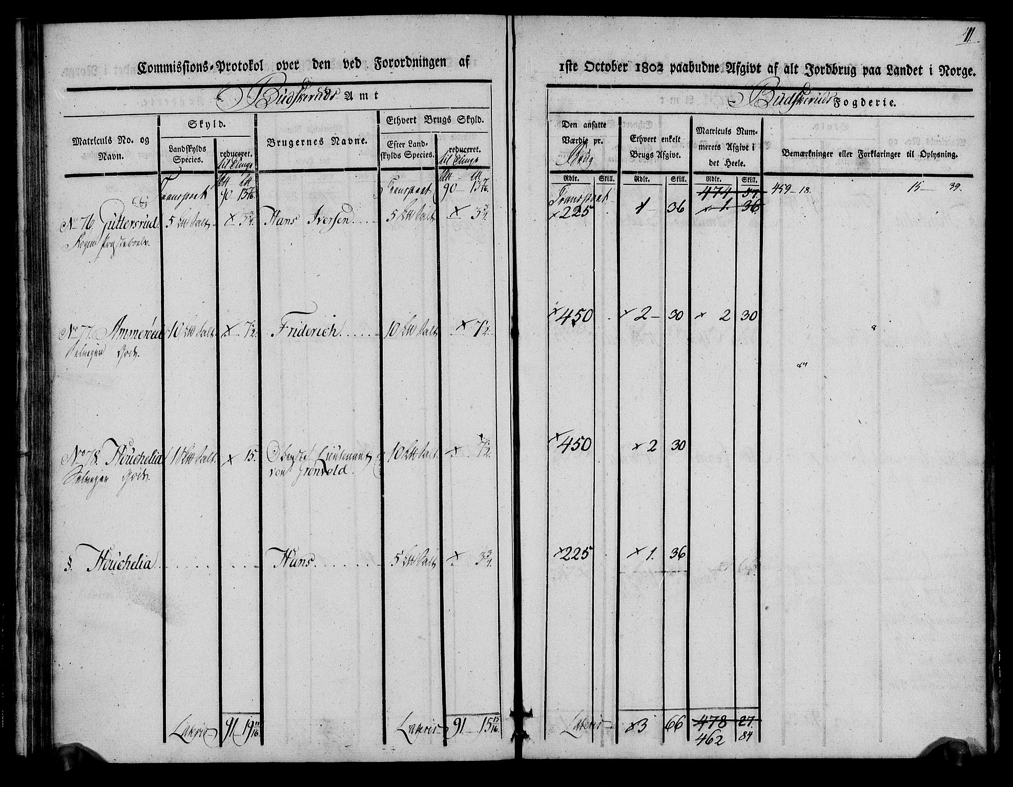 Rentekammeret inntil 1814, Realistisk ordnet avdeling, AV/RA-EA-4070/N/Ne/Nea/L0062: Buskerud fogderi. Kommisjonsprotokoll for Røyken prestegjeld, 1803, p. 41