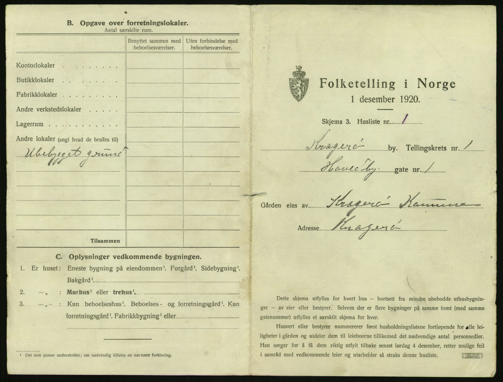 SAKO, 1920 census for Kragerø, 1920, p. 45