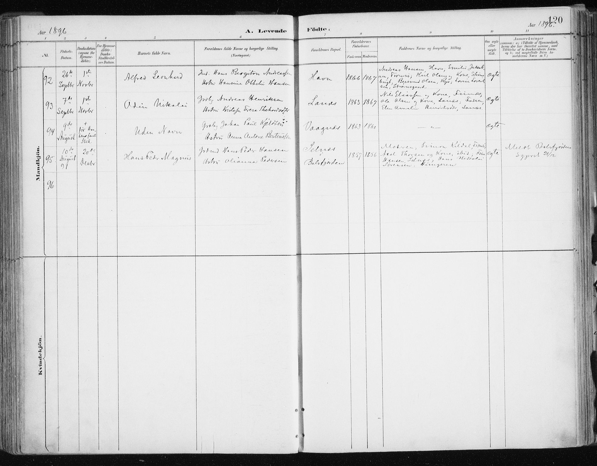 Tromsøysund sokneprestkontor, AV/SATØ-S-1304/G/Ga/L0005kirke: Parish register (official) no. 5, 1888-1896, p. 120