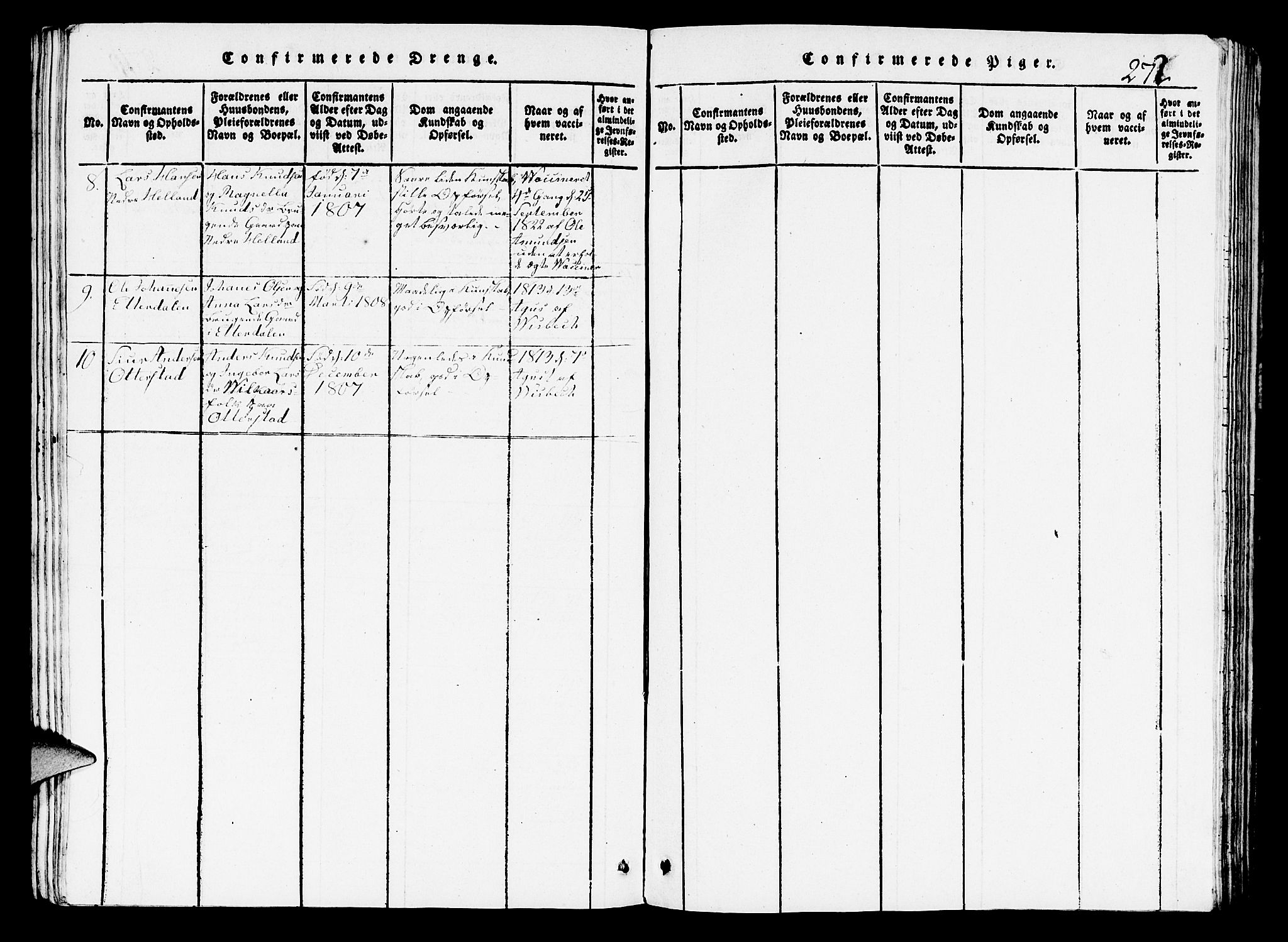 Hosanger sokneprestembete, AV/SAB-A-75801/H/Hab: Parish register (copy) no. A 1 /3, 1816-1825, p. 271