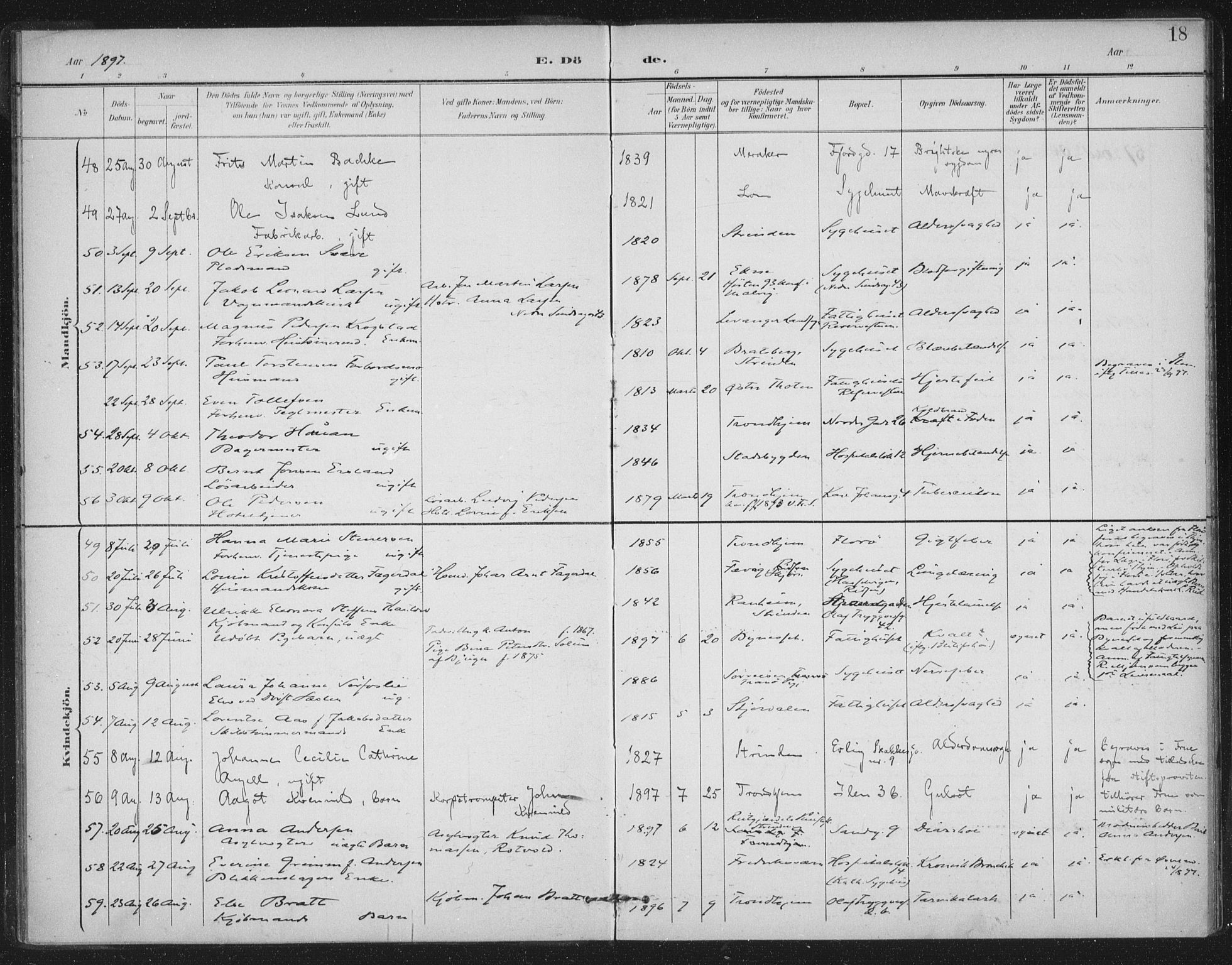 Ministerialprotokoller, klokkerbøker og fødselsregistre - Sør-Trøndelag, AV/SAT-A-1456/602/L0123: Parish register (official) no. 602A21, 1895-1910, p. 18