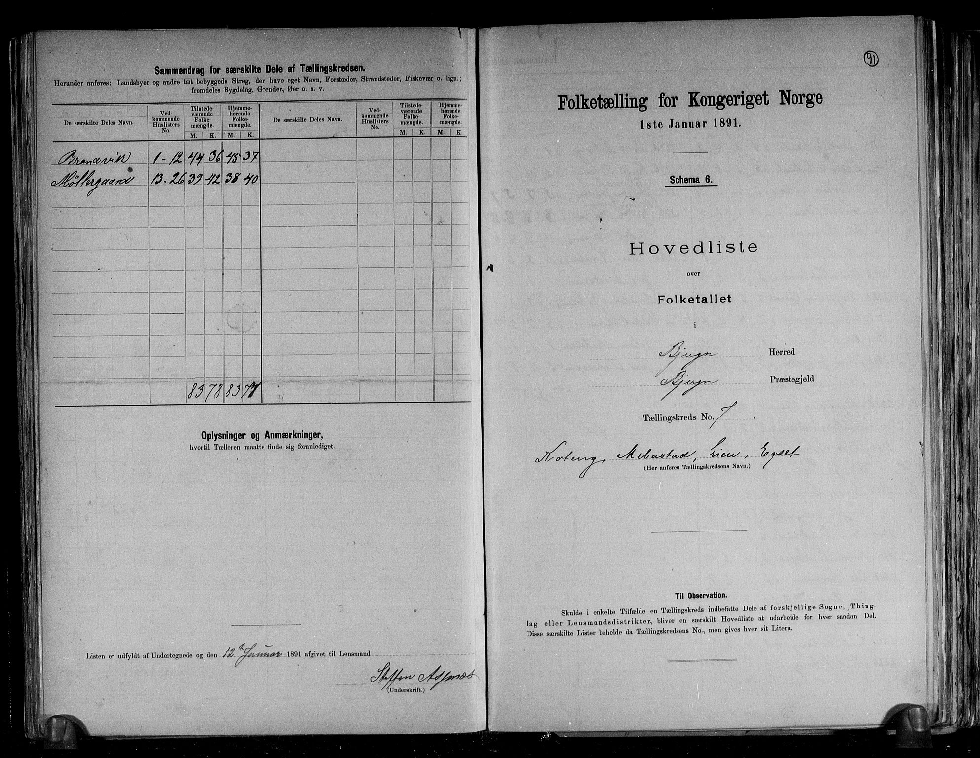 RA, 1891 census for 1627 Bjugn, 1891, p. 18