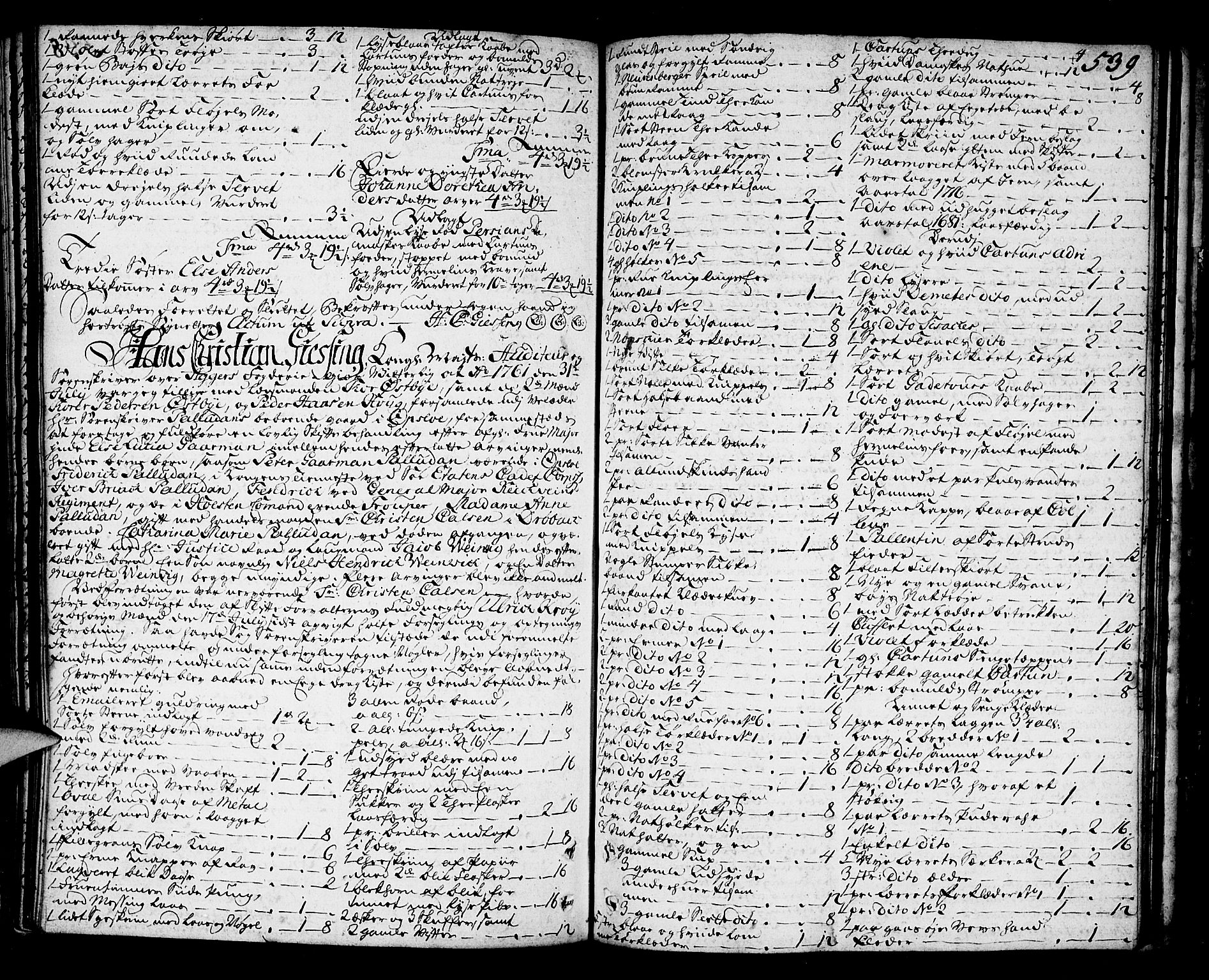 Aker sorenskriveri, AV/SAO-A-10895/H/Hb/L0010: Skifteprotokoll, 1758-1761, p. 538b-539a