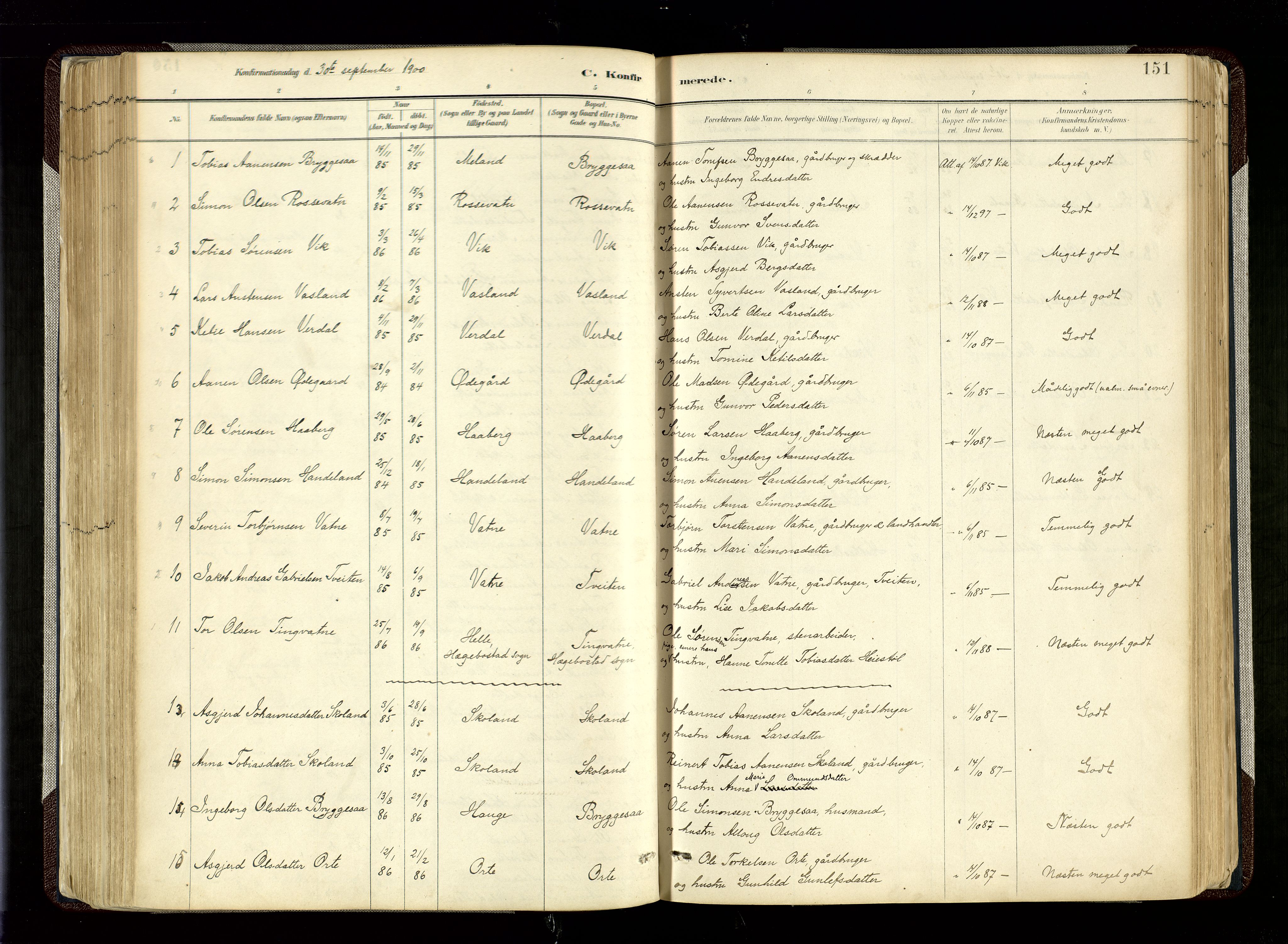 Hægebostad sokneprestkontor, AV/SAK-1111-0024/F/Fa/Fab/L0004: Parish register (official) no. A 4, 1887-1929, p. 151