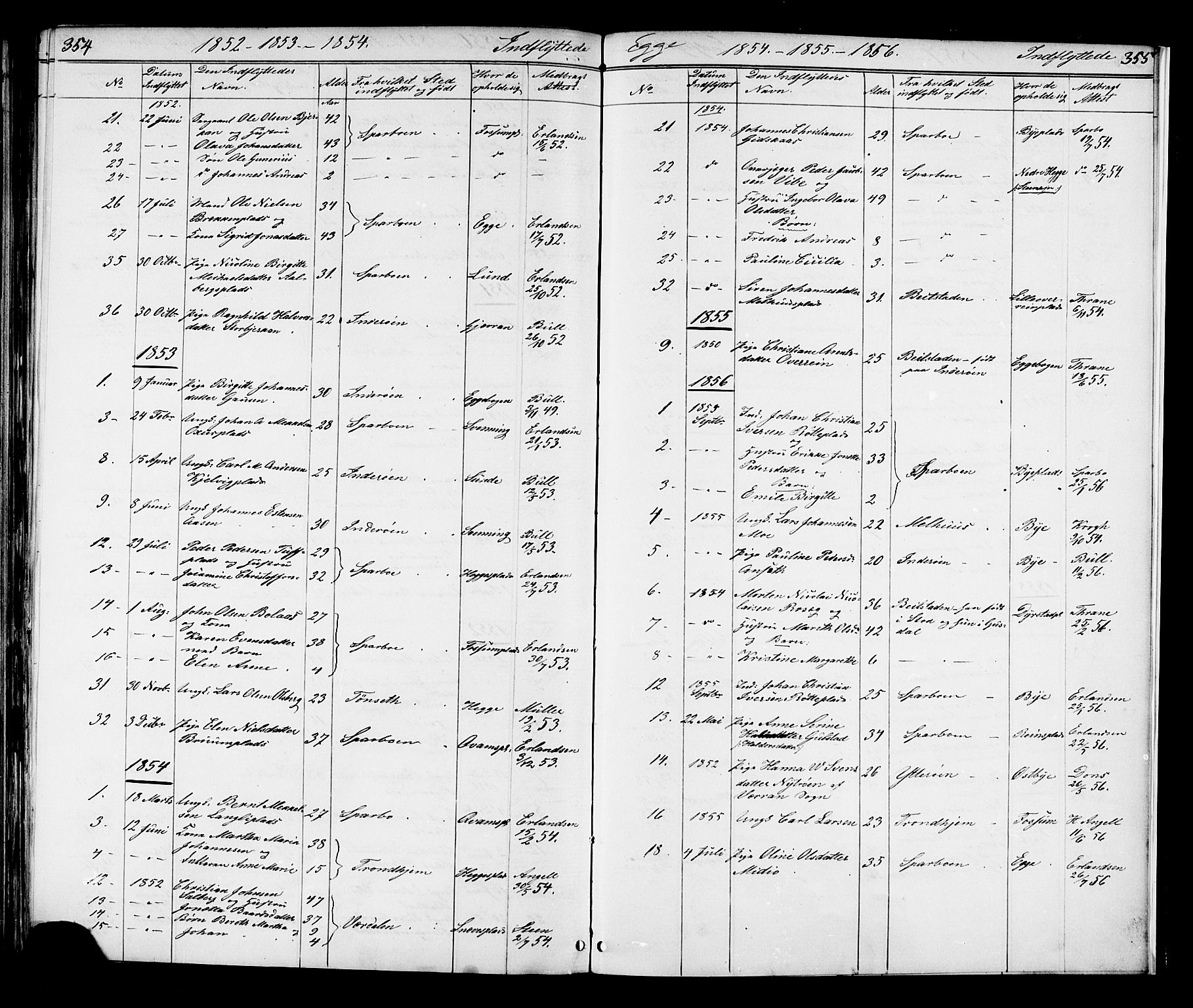Ministerialprotokoller, klokkerbøker og fødselsregistre - Nord-Trøndelag, SAT/A-1458/739/L0367: Parish register (official) no. 739A01 /3, 1838-1868, p. 354-355