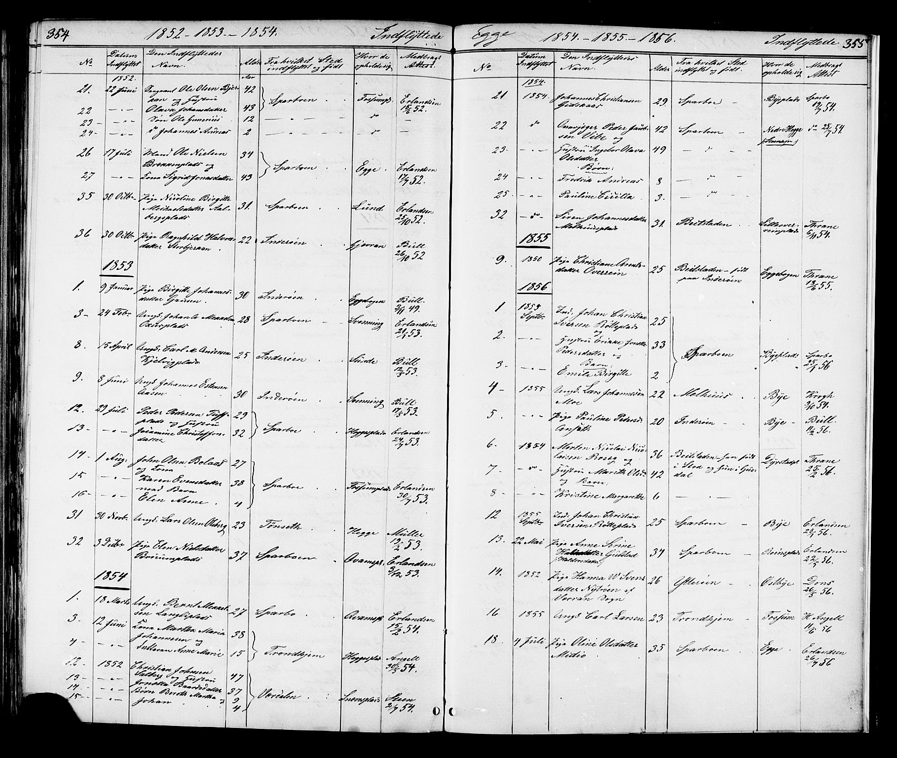 Ministerialprotokoller, klokkerbøker og fødselsregistre - Nord-Trøndelag, AV/SAT-A-1458/739/L0367: Parish register (official) no. 739A01 /3, 1838-1868, p. 354-355