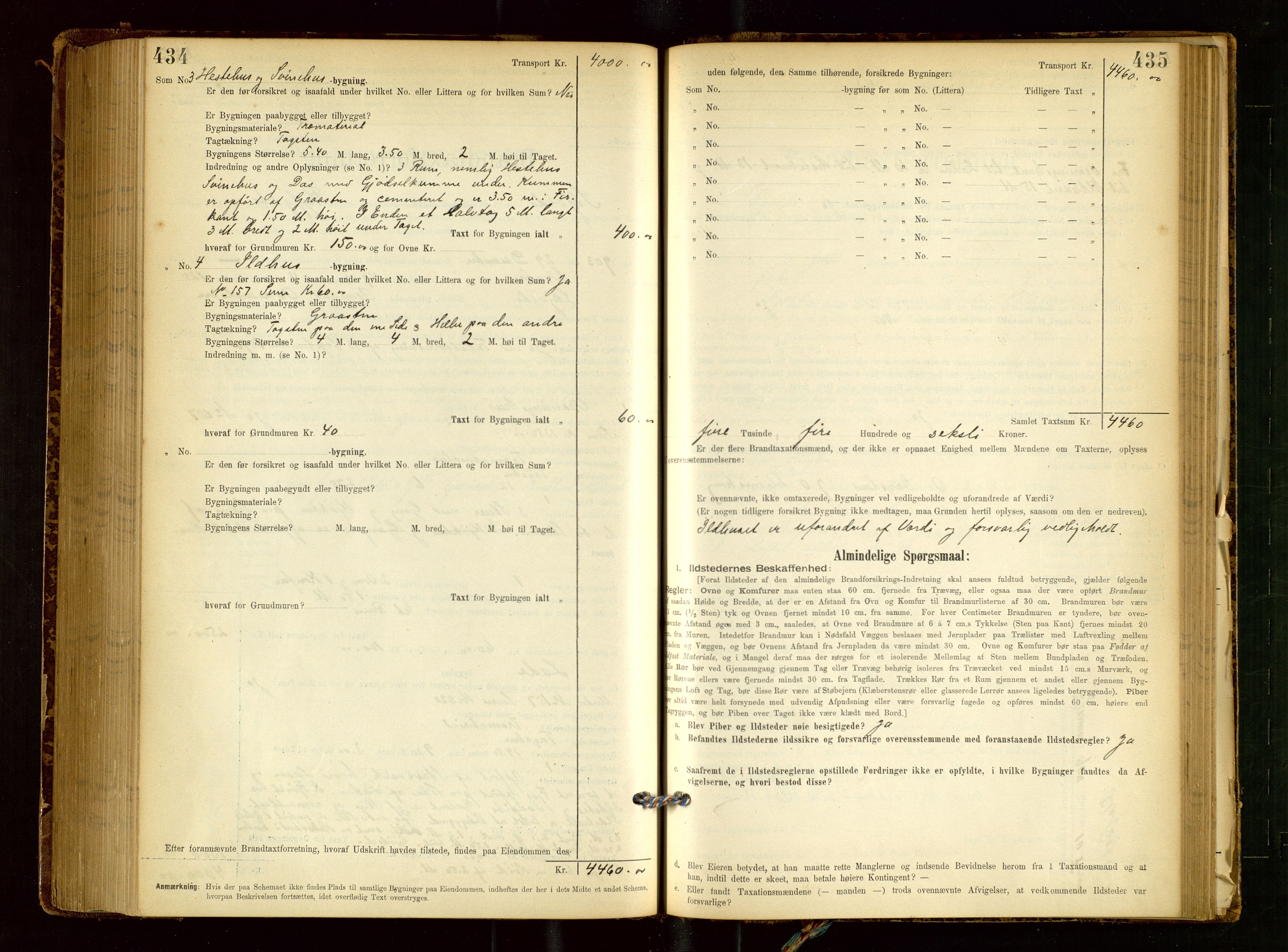 Skjold lensmannskontor, AV/SAST-A-100182/Gob/L0001: "Brandtaxationsprotokol for Skjold Lensmandsdistrikt Ryfylke Fogderi", 1894-1939, p. 434-435