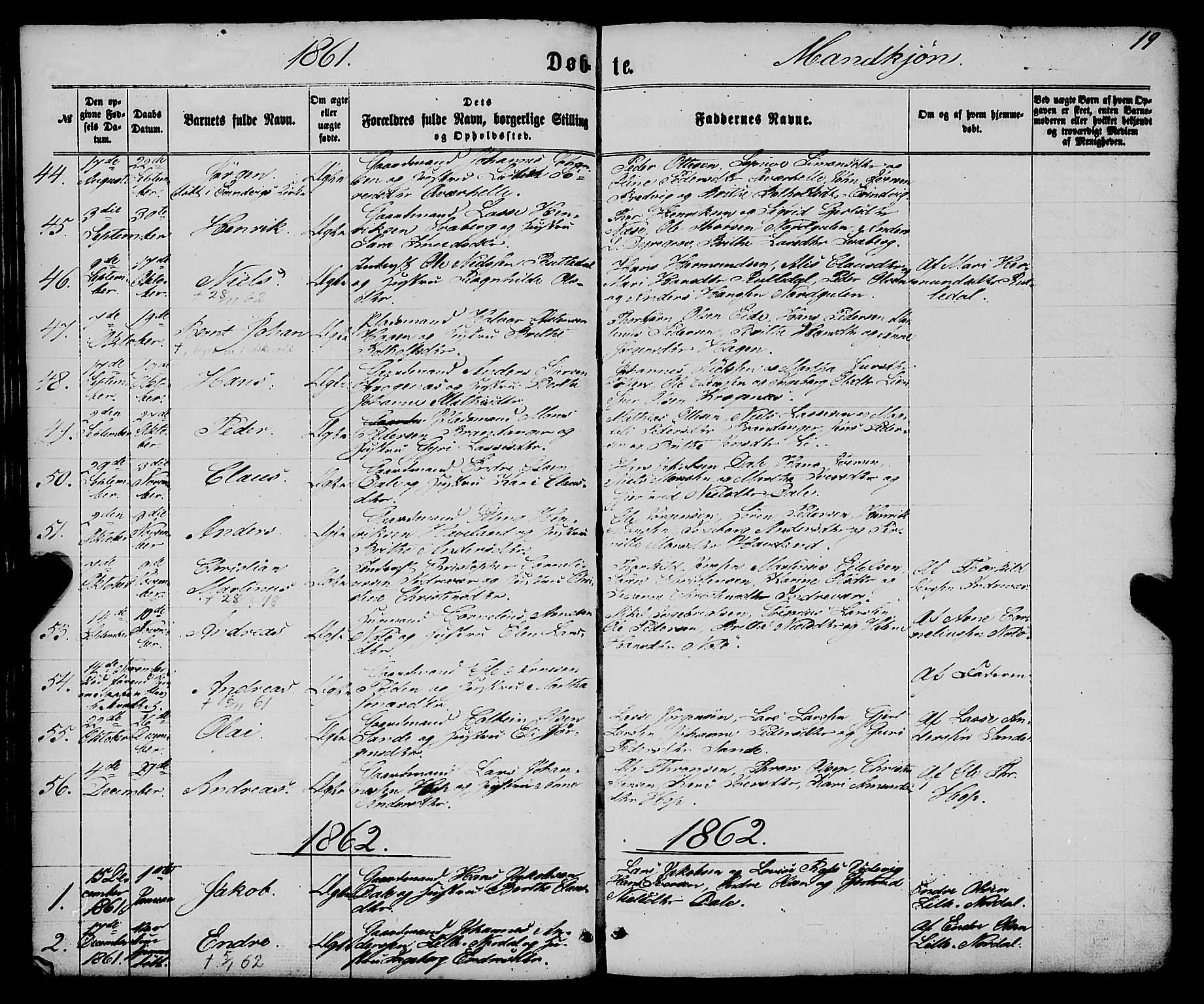 Gulen sokneprestembete, AV/SAB-A-80201/H/Haa/Haaa/L0022: Parish register (official) no. A 22, 1859-1869, p. 19