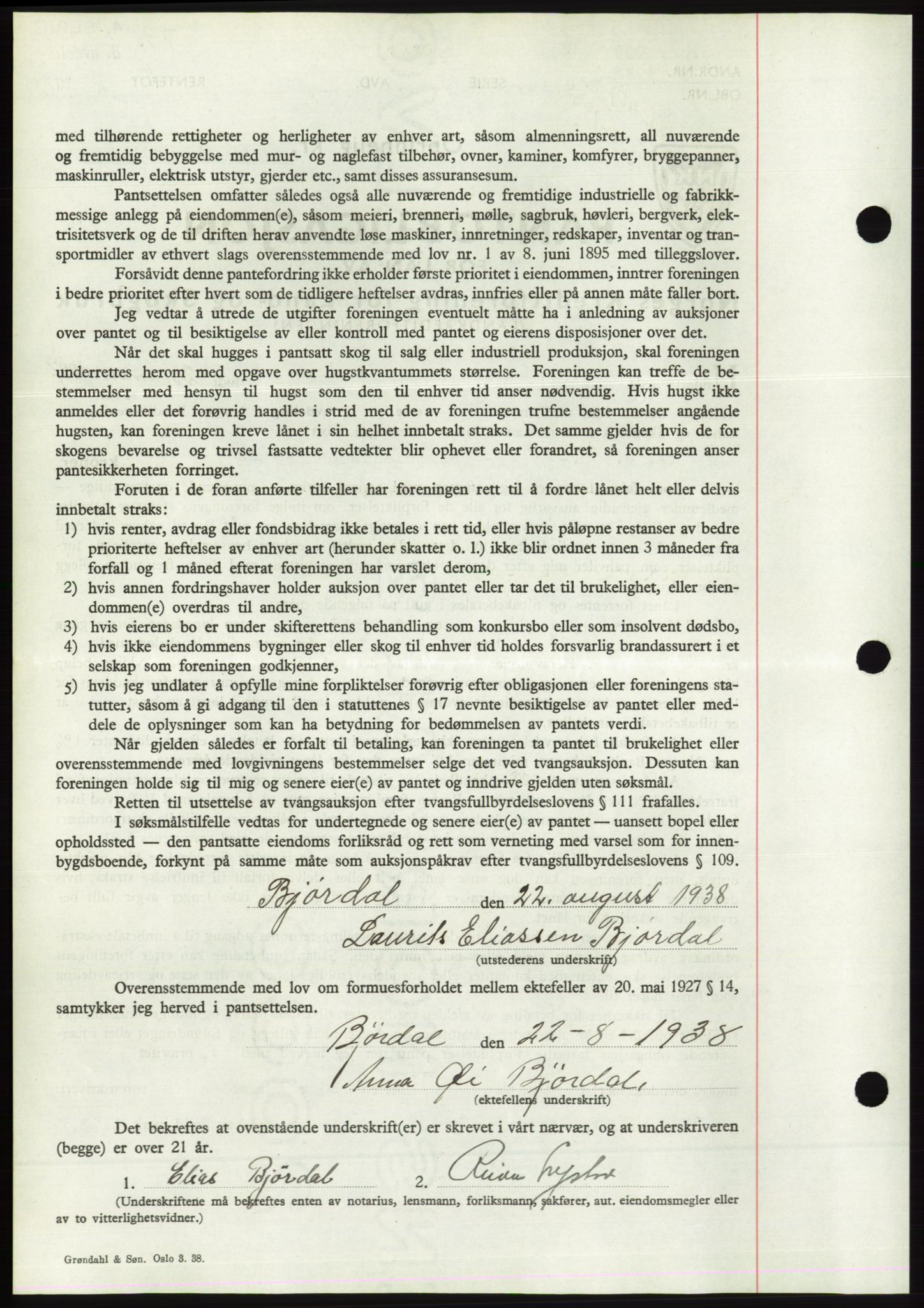 Søre Sunnmøre sorenskriveri, AV/SAT-A-4122/1/2/2C/L0066: Mortgage book no. 60, 1938-1938, Diary no: : 1167/1938