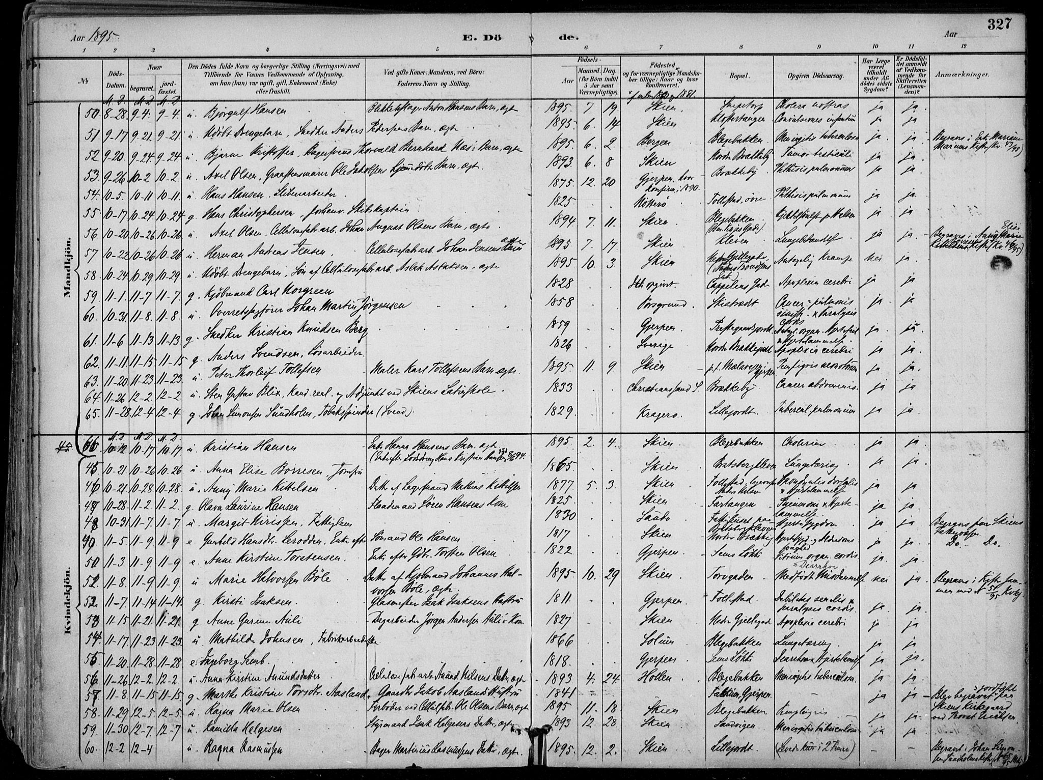 Skien kirkebøker, SAKO/A-302/F/Fa/L0010: Parish register (official) no. 10, 1891-1899, p. 327