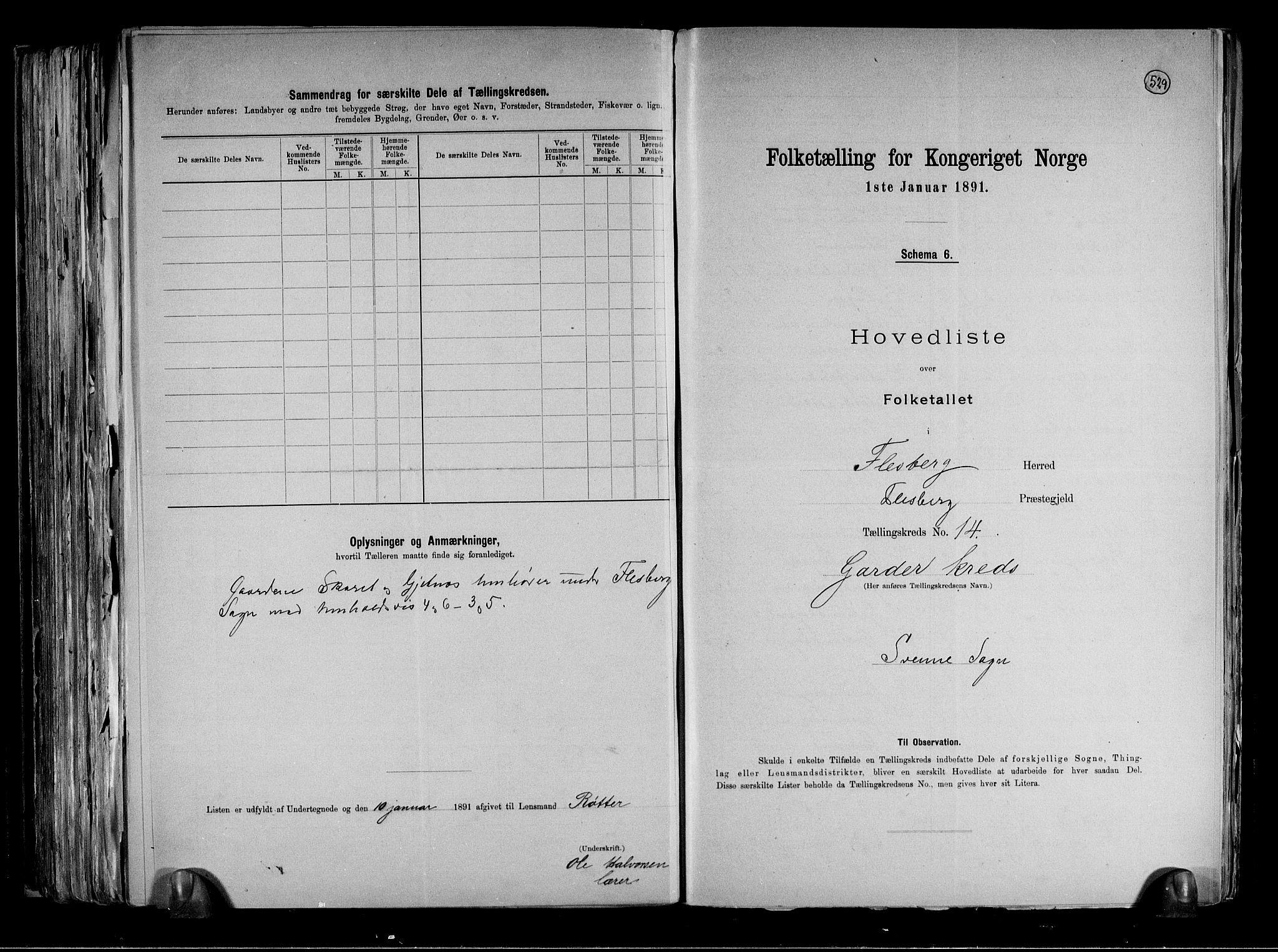 RA, 1891 census for 0631 Flesberg, 1891, p. 34
