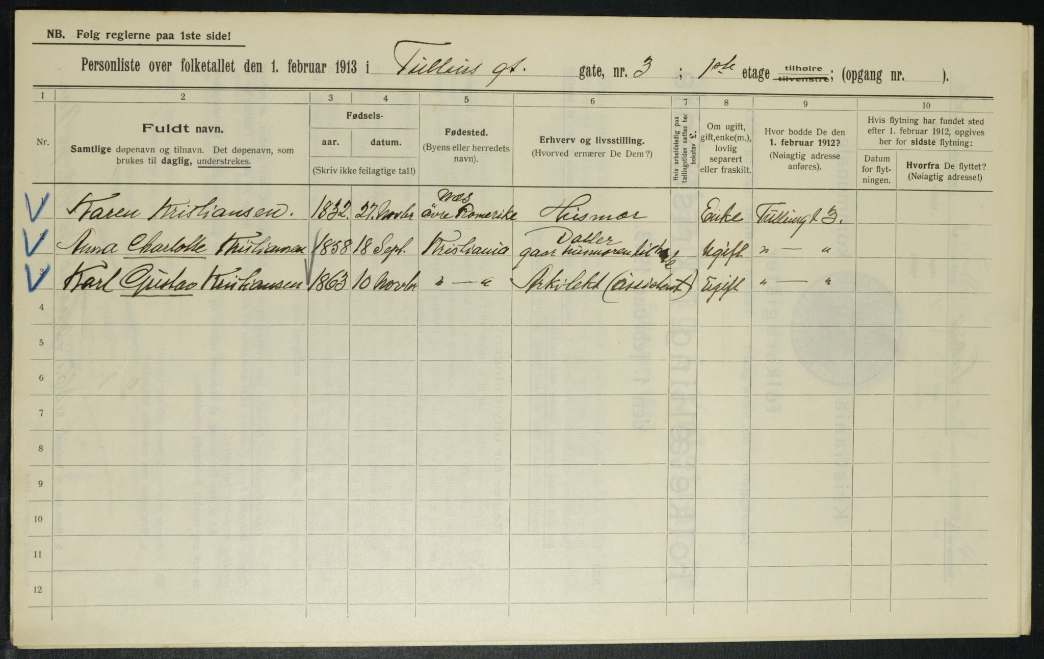 OBA, Municipal Census 1913 for Kristiania, 1913, p. 117344