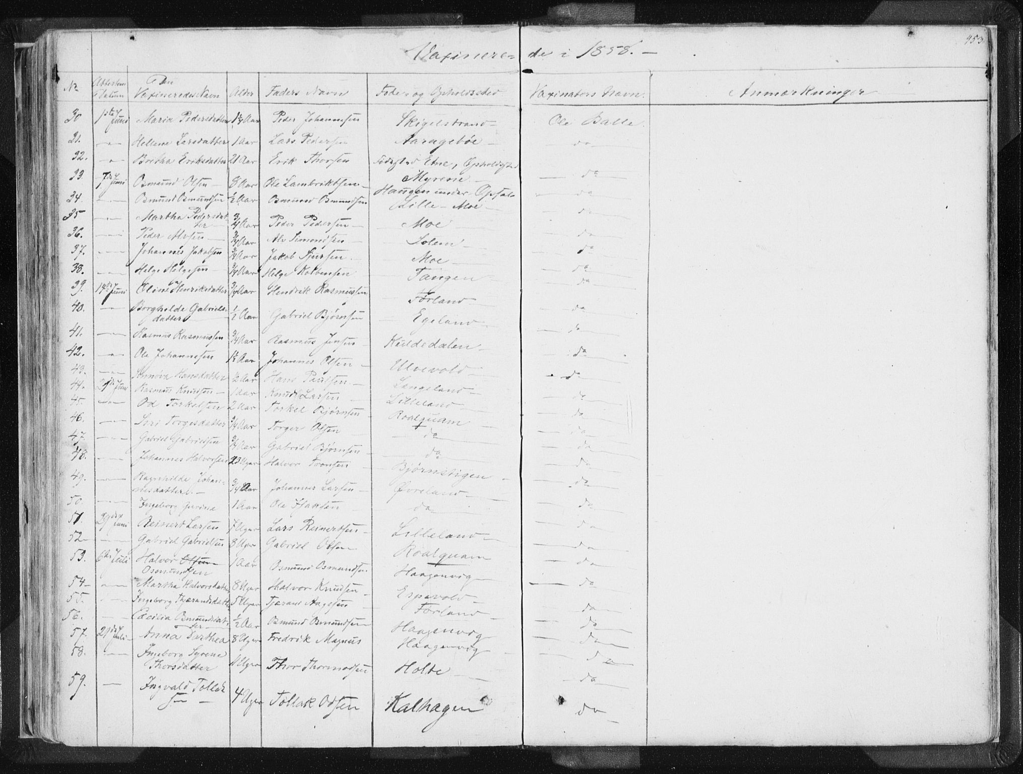 Vikedal sokneprestkontor, AV/SAST-A-101840/01/IV: Parish register (official) no. A 6.2, 1851-1867, p. 453