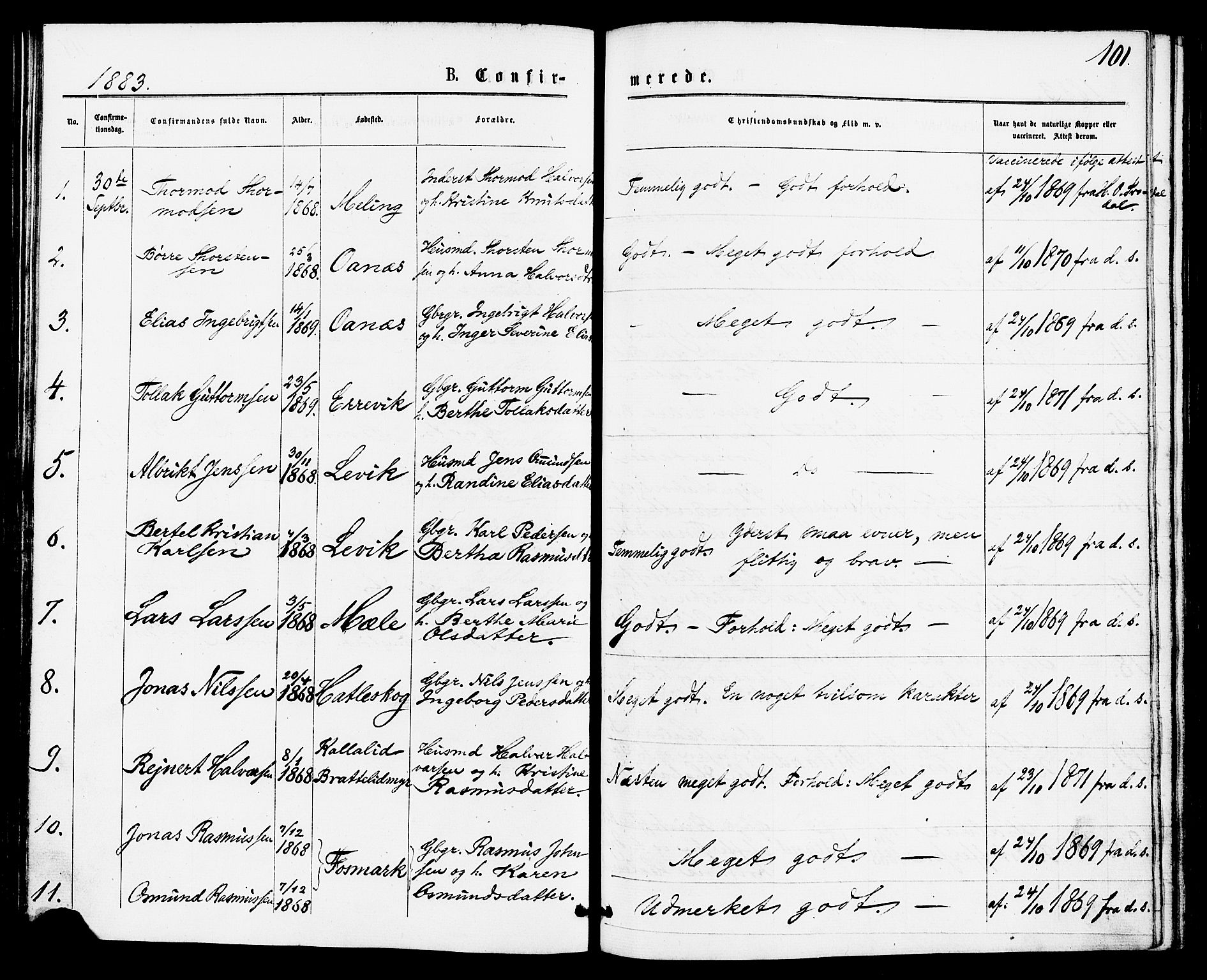 Høgsfjord sokneprestkontor, SAST/A-101624/H/Ha/Haa/L0004: Parish register (official) no. A 4, 1876-1884, p. 101