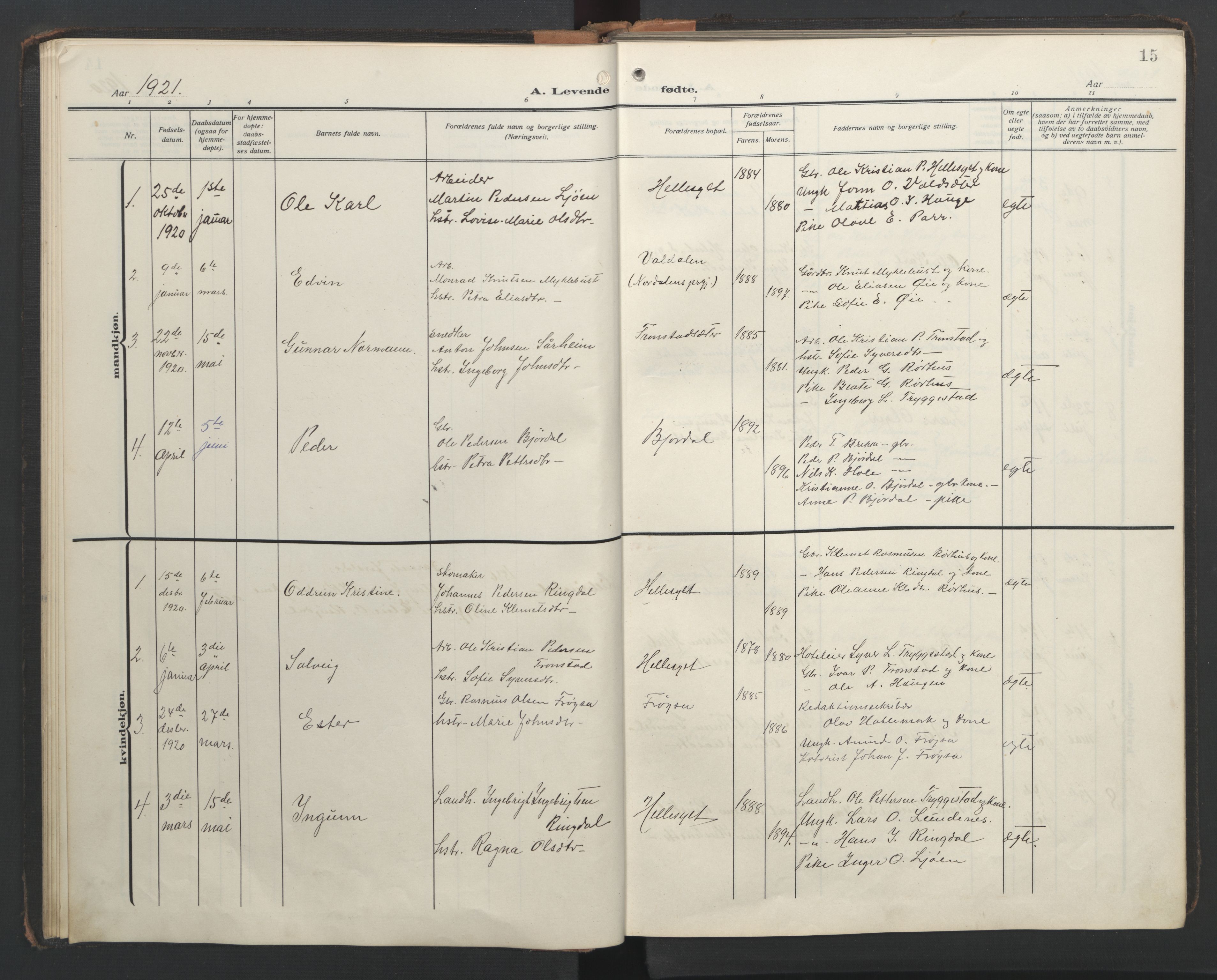 Ministerialprotokoller, klokkerbøker og fødselsregistre - Møre og Romsdal, SAT/A-1454/517/L0232: Parish register (copy) no. 517C05, 1910-1946, p. 15