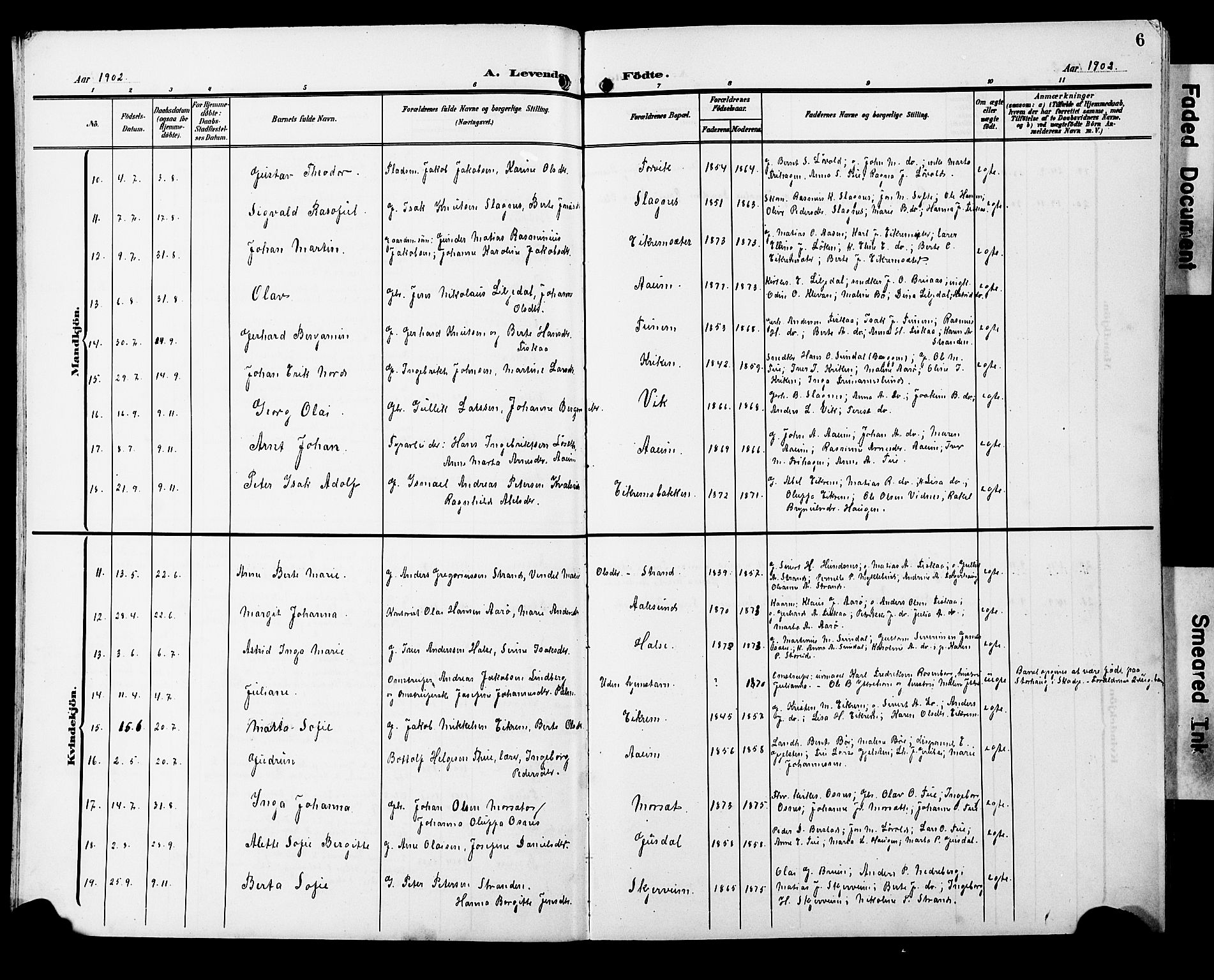 Ministerialprotokoller, klokkerbøker og fødselsregistre - Møre og Romsdal, SAT/A-1454/501/L0018: Parish register (copy) no. 501C04, 1902-1930, p. 6