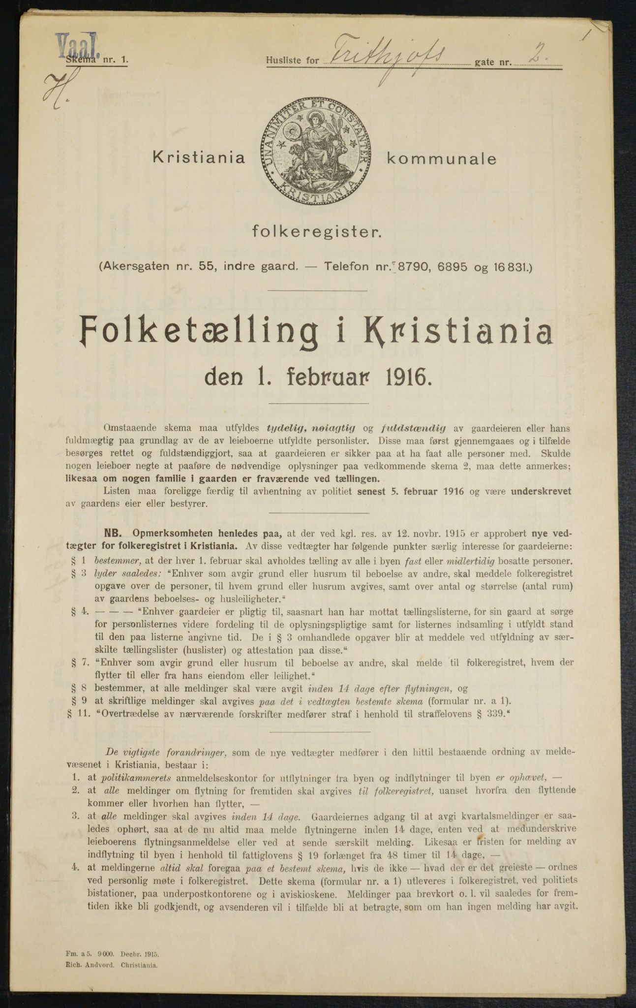 OBA, Municipal Census 1916 for Kristiania, 1916, p. 27304