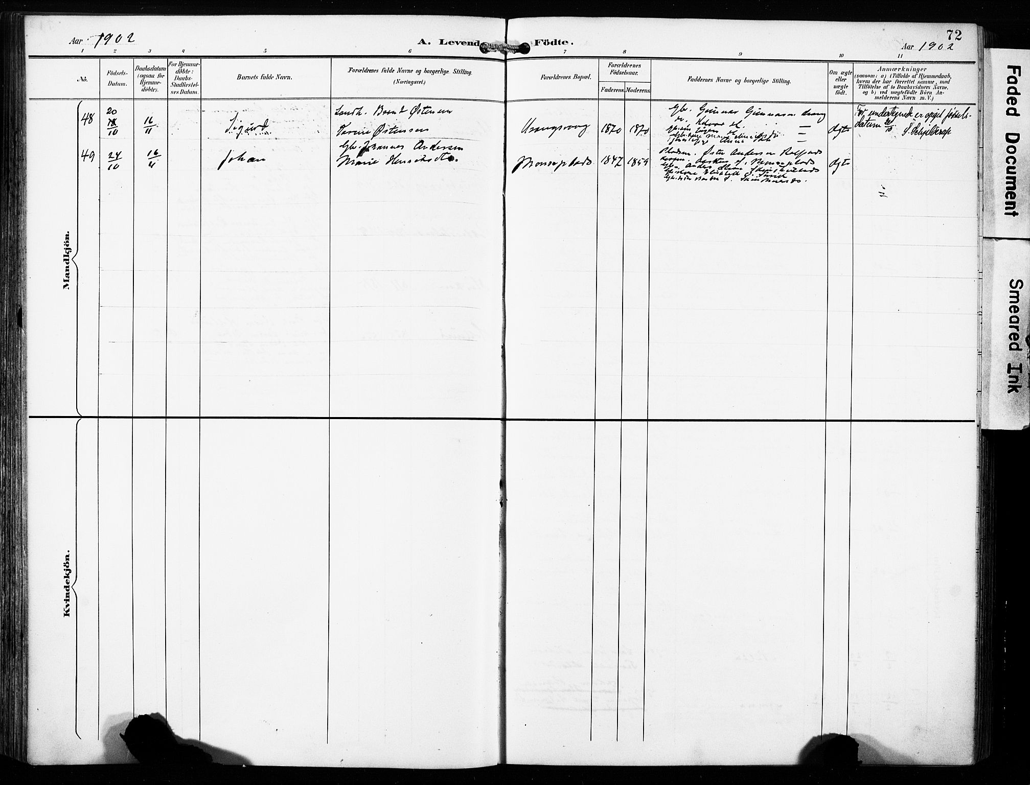 Finnås sokneprestembete, AV/SAB-A-99925/H/Ha/Haa/Haac/L0002: Parish register (official) no. C 2, 1895-1904, p. 72