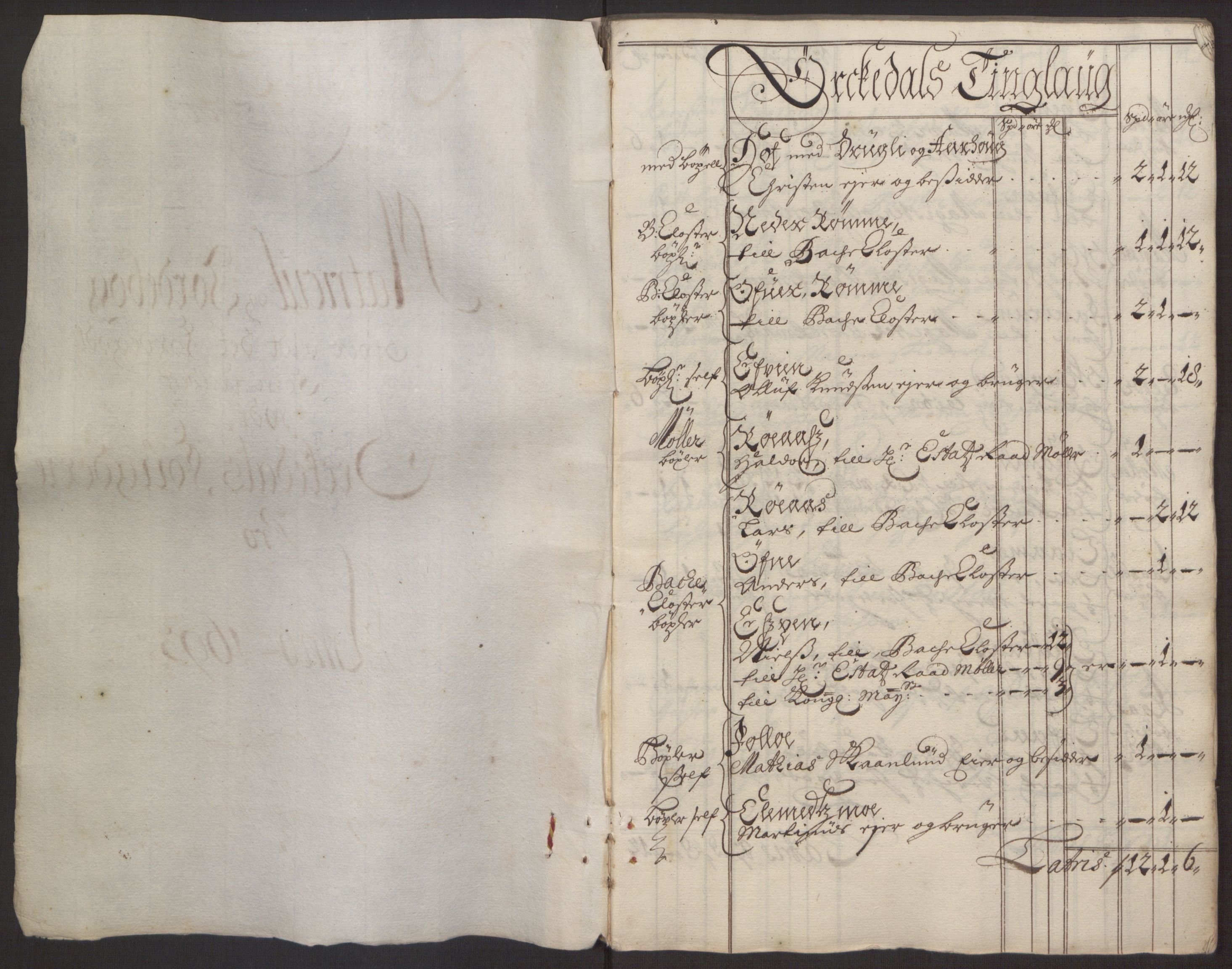 Rentekammeret inntil 1814, Reviderte regnskaper, Fogderegnskap, RA/EA-4092/R58/L3938: Fogderegnskap Orkdal, 1693, p. 32