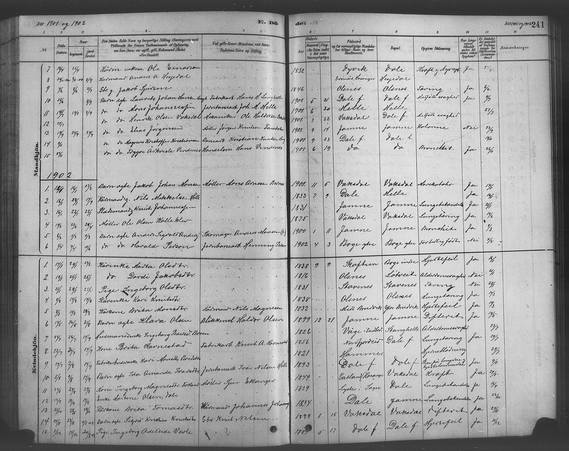 Bruvik Sokneprestembete, SAB/A-74701/H/Hab: Parish register (copy) no. A 1, 1878-1907, p. 241