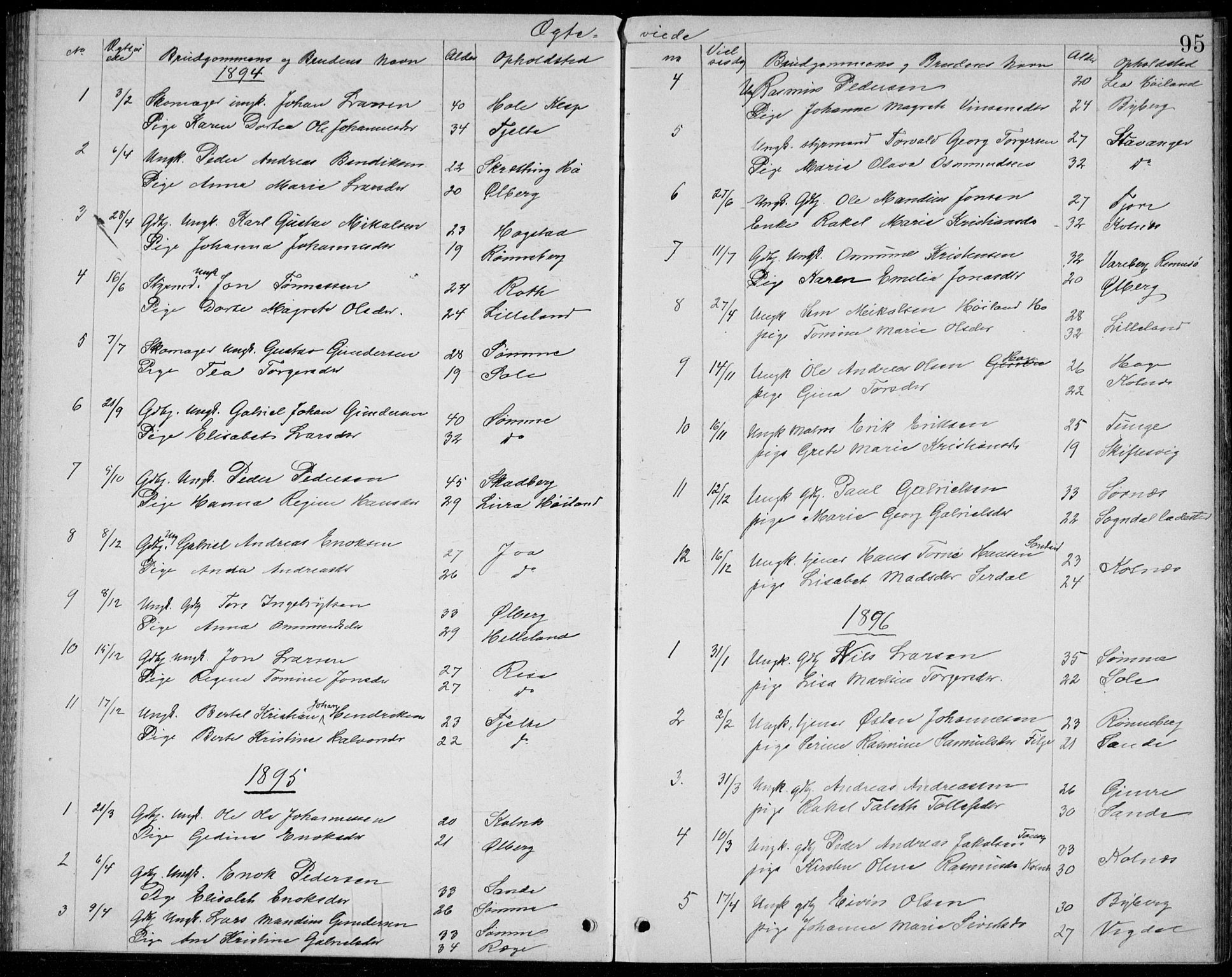 Håland sokneprestkontor, AV/SAST-A-101802/001/30BB/L0004: Parish register (copy) no. B 4, 1893-1898, p. 95