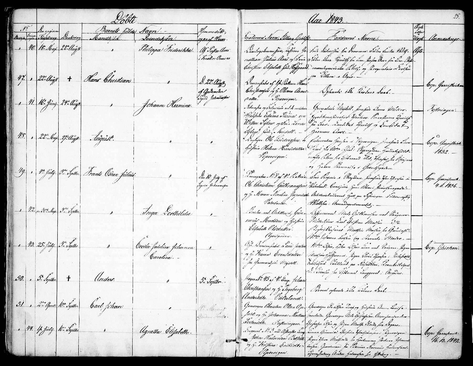 Garnisonsmenigheten Kirkebøker, SAO/A-10846/F/Fa/L0008: Parish register (official) no. 8, 1842-1859, p. 25