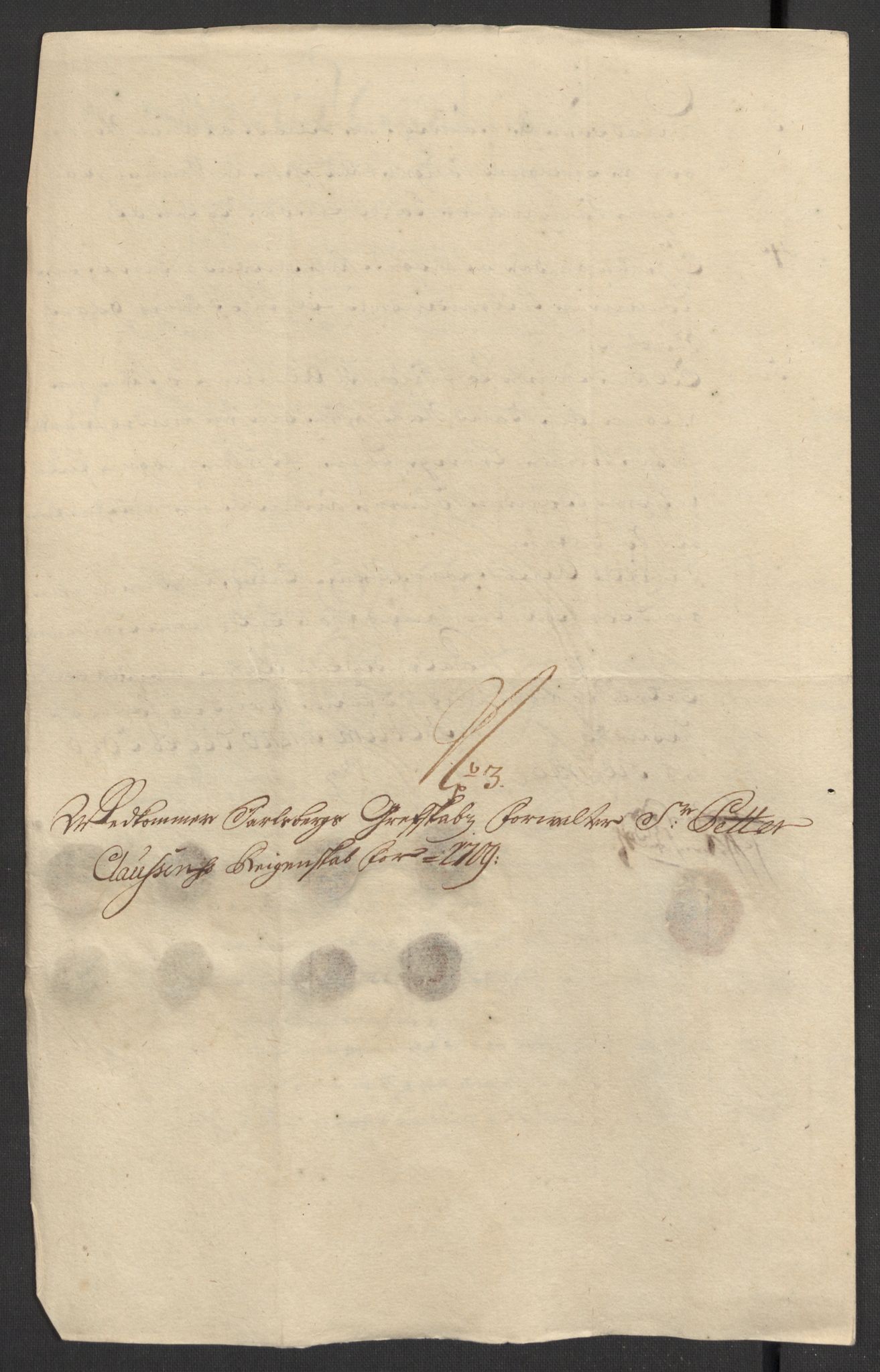 Rentekammeret inntil 1814, Reviderte regnskaper, Fogderegnskap, AV/RA-EA-4092/R32/L1874: Fogderegnskap Jarlsberg grevskap, 1709, p. 130