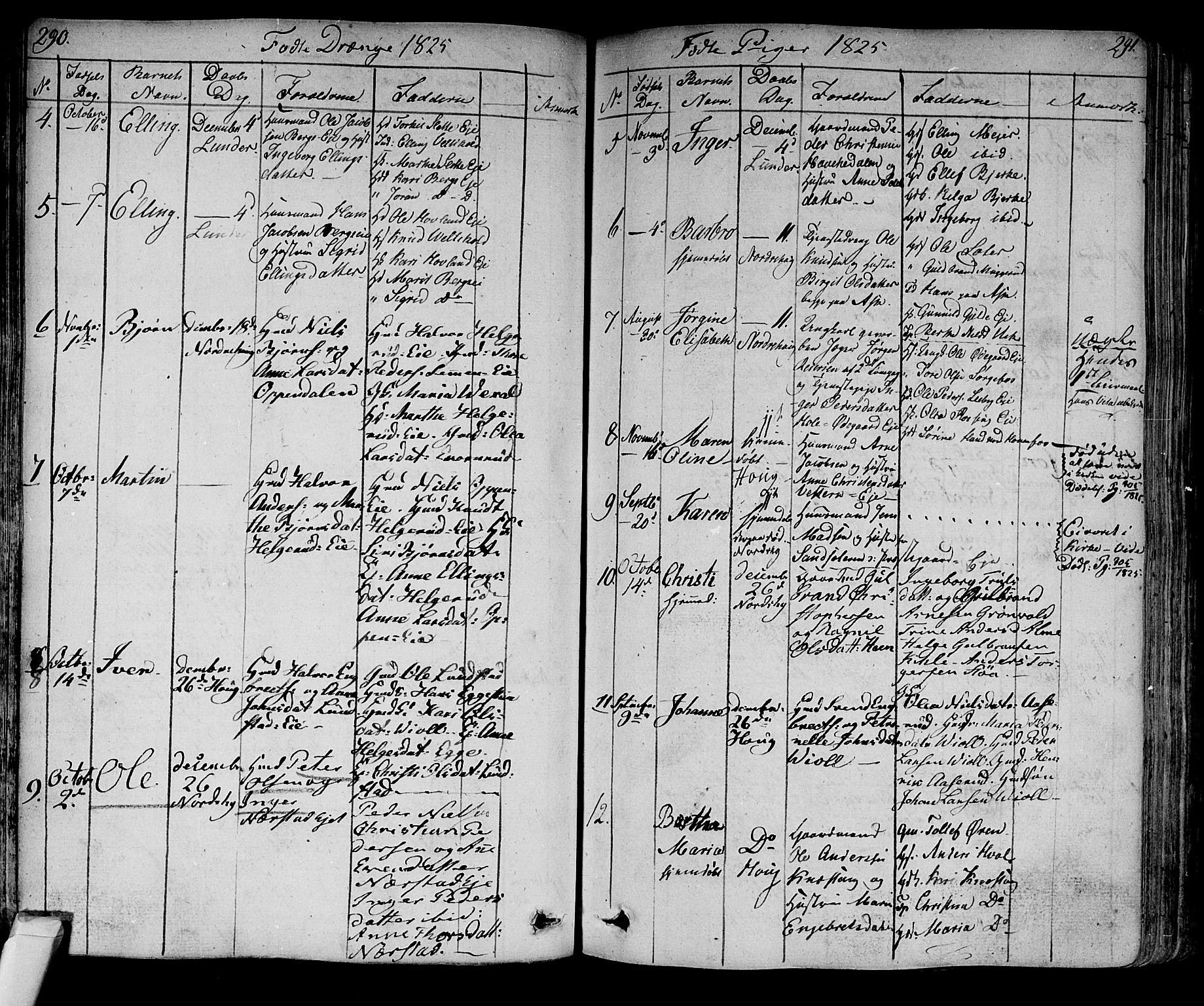 Norderhov kirkebøker, AV/SAKO-A-237/F/Fa/L0009: Parish register (official) no. 9, 1819-1837, p. 290-291