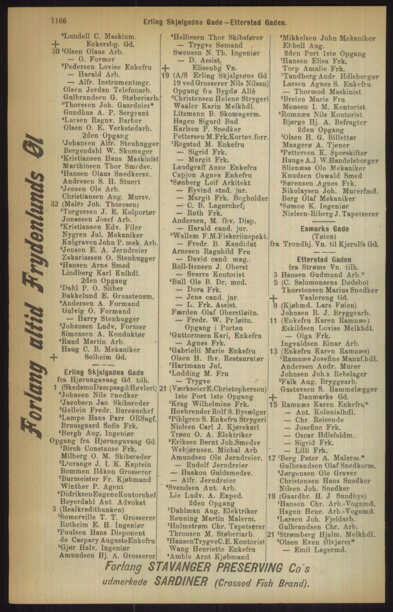 Kristiania/Oslo adressebok, PUBL/-, 1911, p. 1166