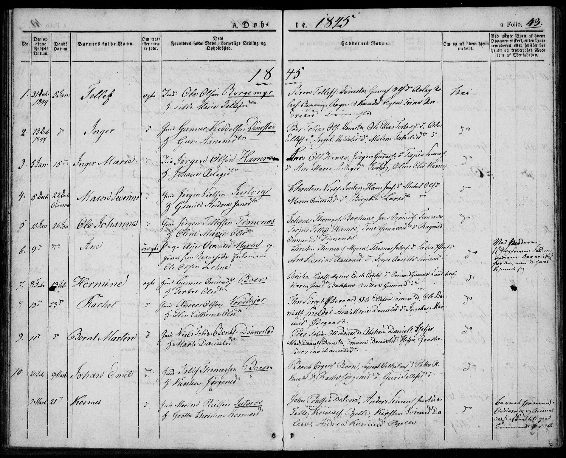 Tveit sokneprestkontor, AV/SAK-1111-0043/F/Fa/L0003: Parish register (official) no. A 3, 1829-1852, p. 43