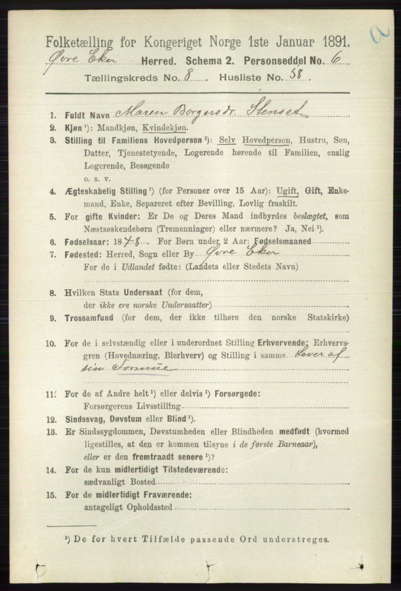 RA, 1891 census for 0624 Øvre Eiker, 1891, p. 3571