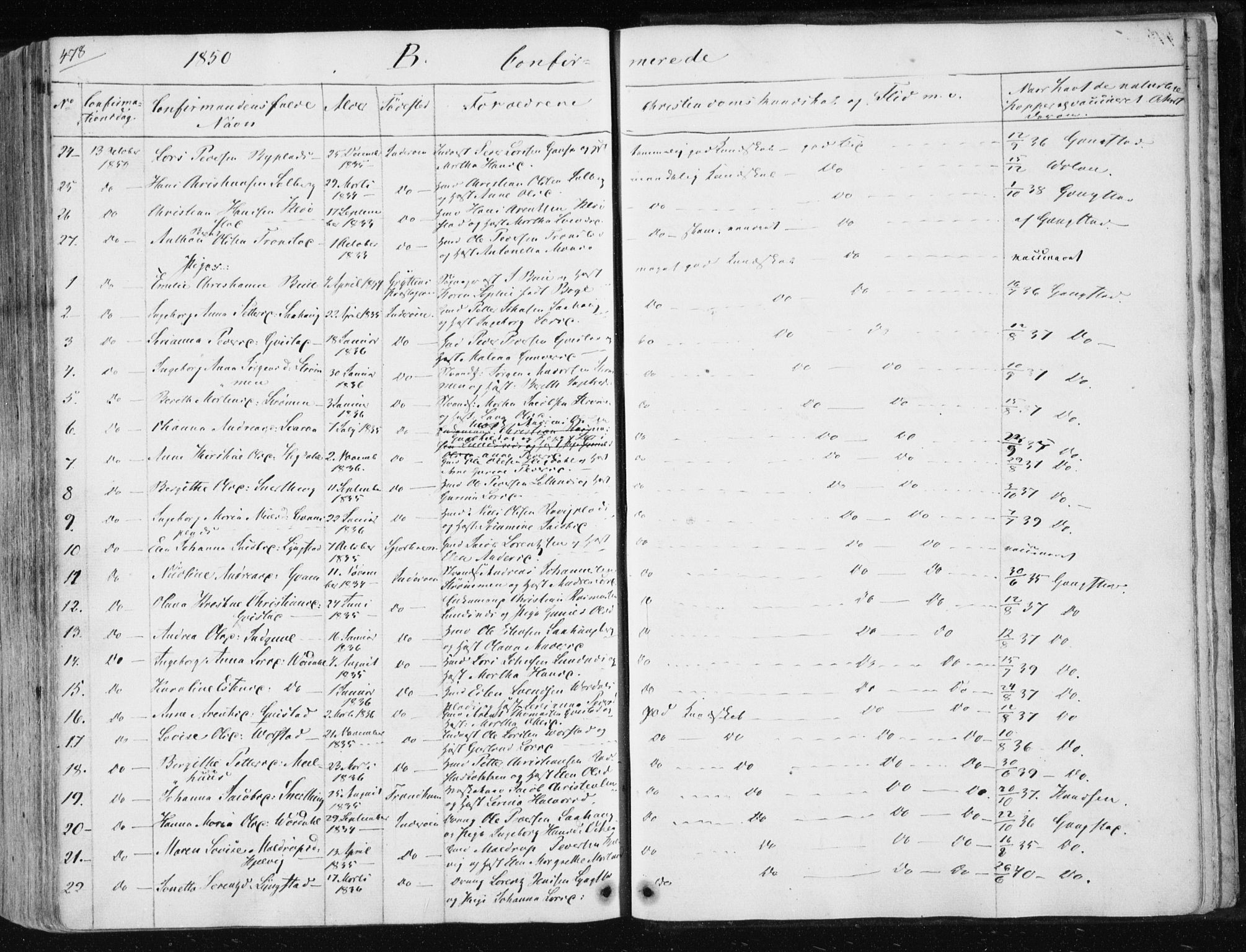 Ministerialprotokoller, klokkerbøker og fødselsregistre - Nord-Trøndelag, SAT/A-1458/730/L0280: Parish register (official) no. 730A07 /1, 1840-1854, p. 478
